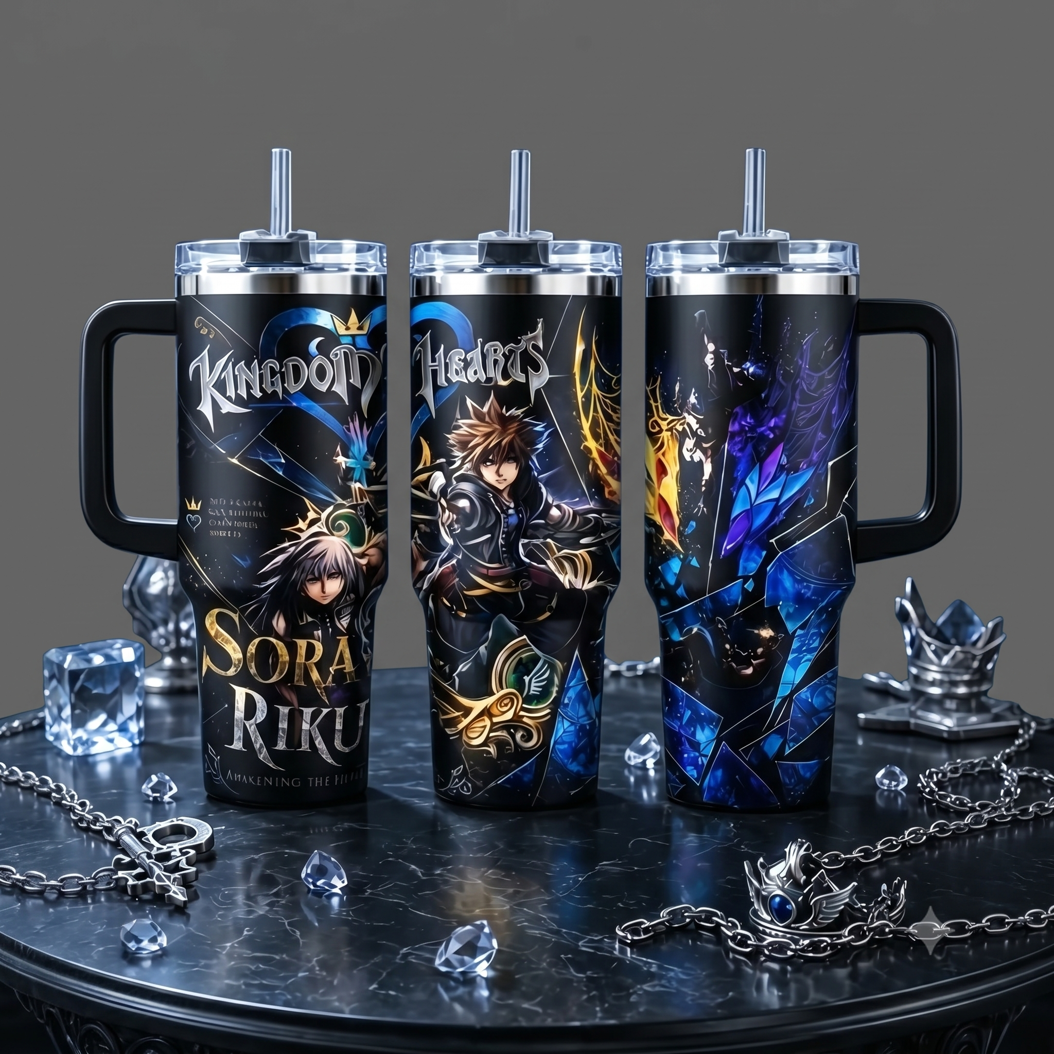 Kingdom Hearts Grail: Custom Stained-Glass Tumbler 