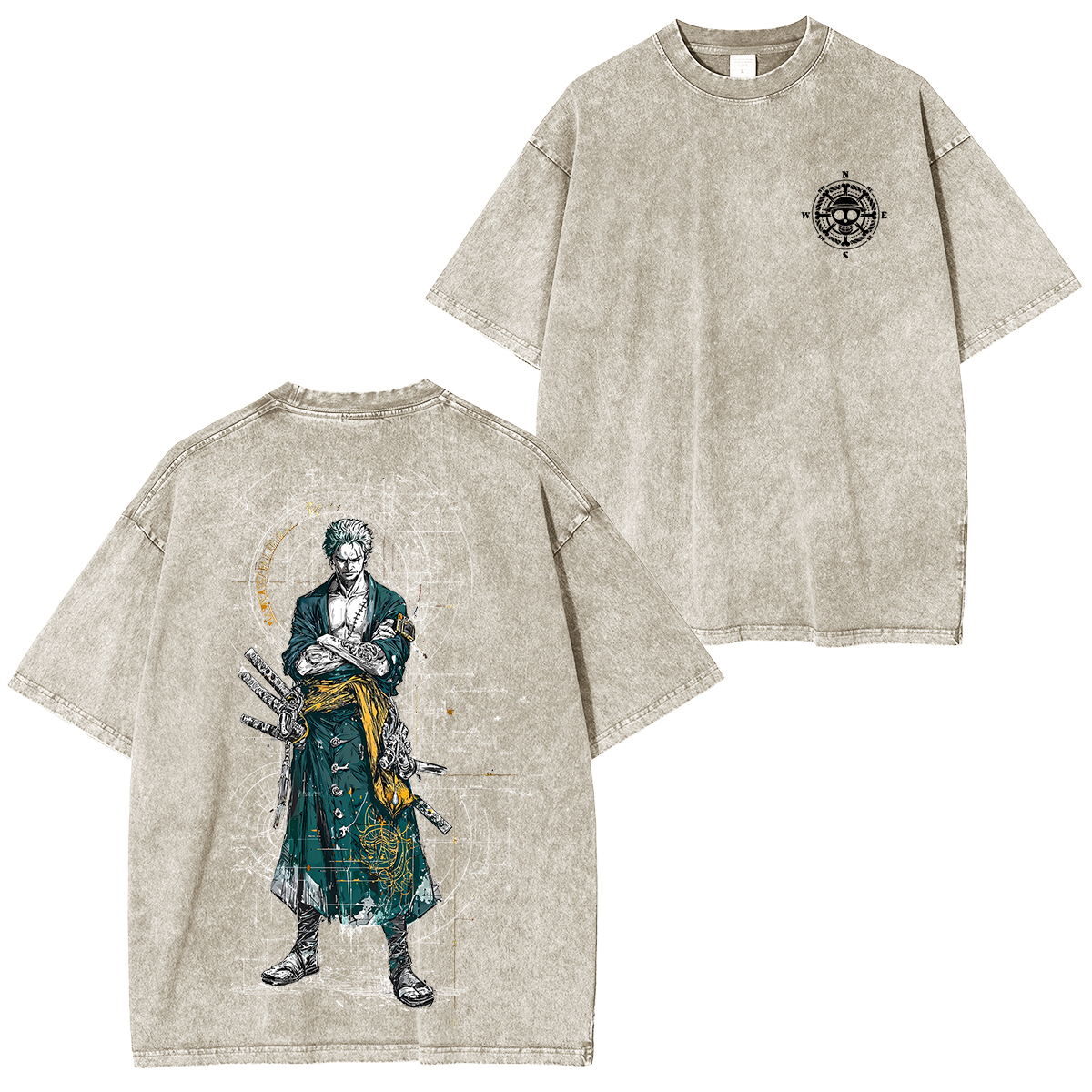 Sanji X Zoro X Luffy One Piece Unisex Washed T-Shirt