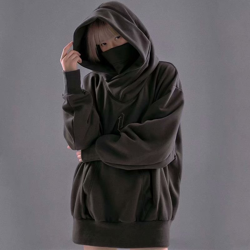 European and American retro hooded turtleneck sweatshirt