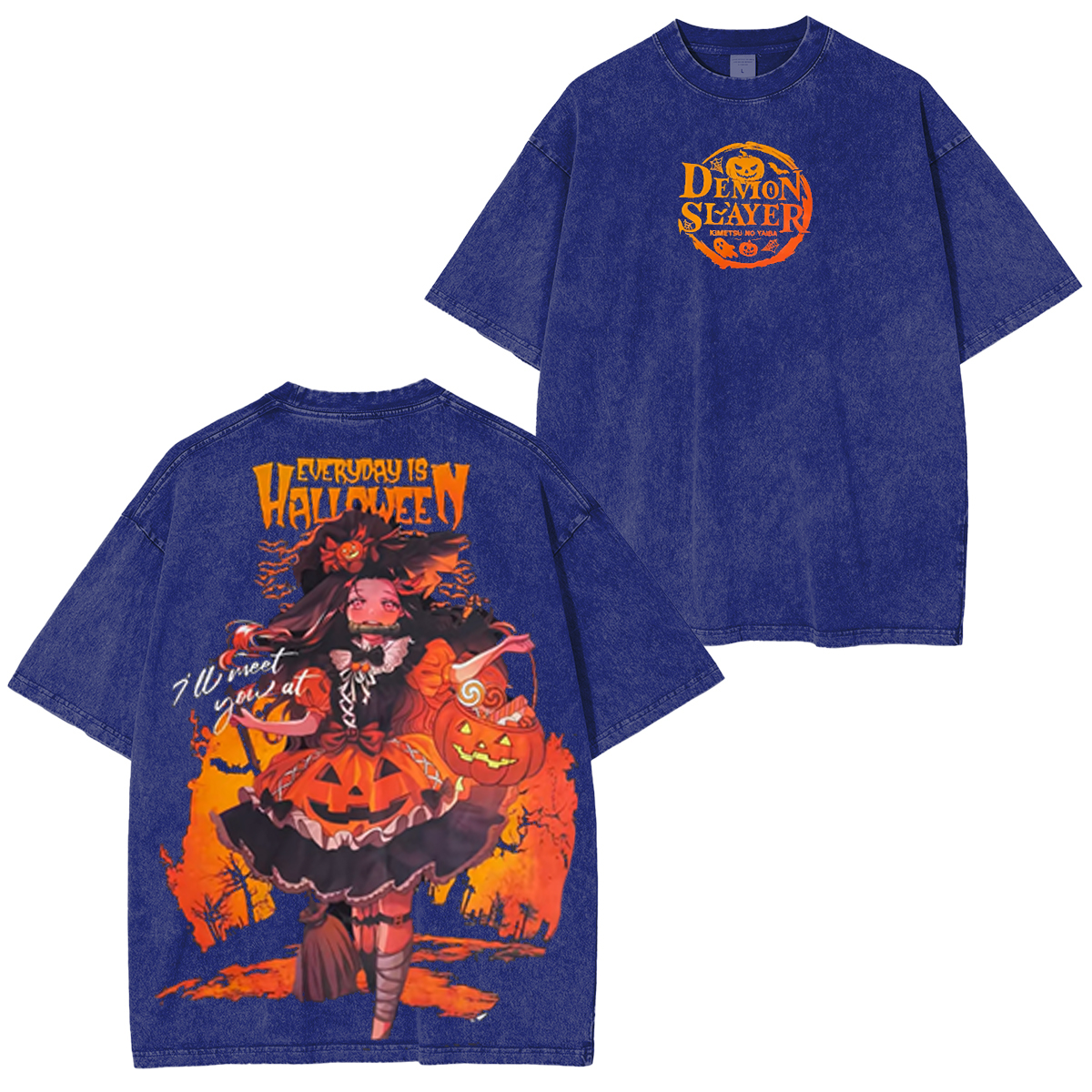 Nezuko Halloween Vintage Unsiex Washed T-Shirt