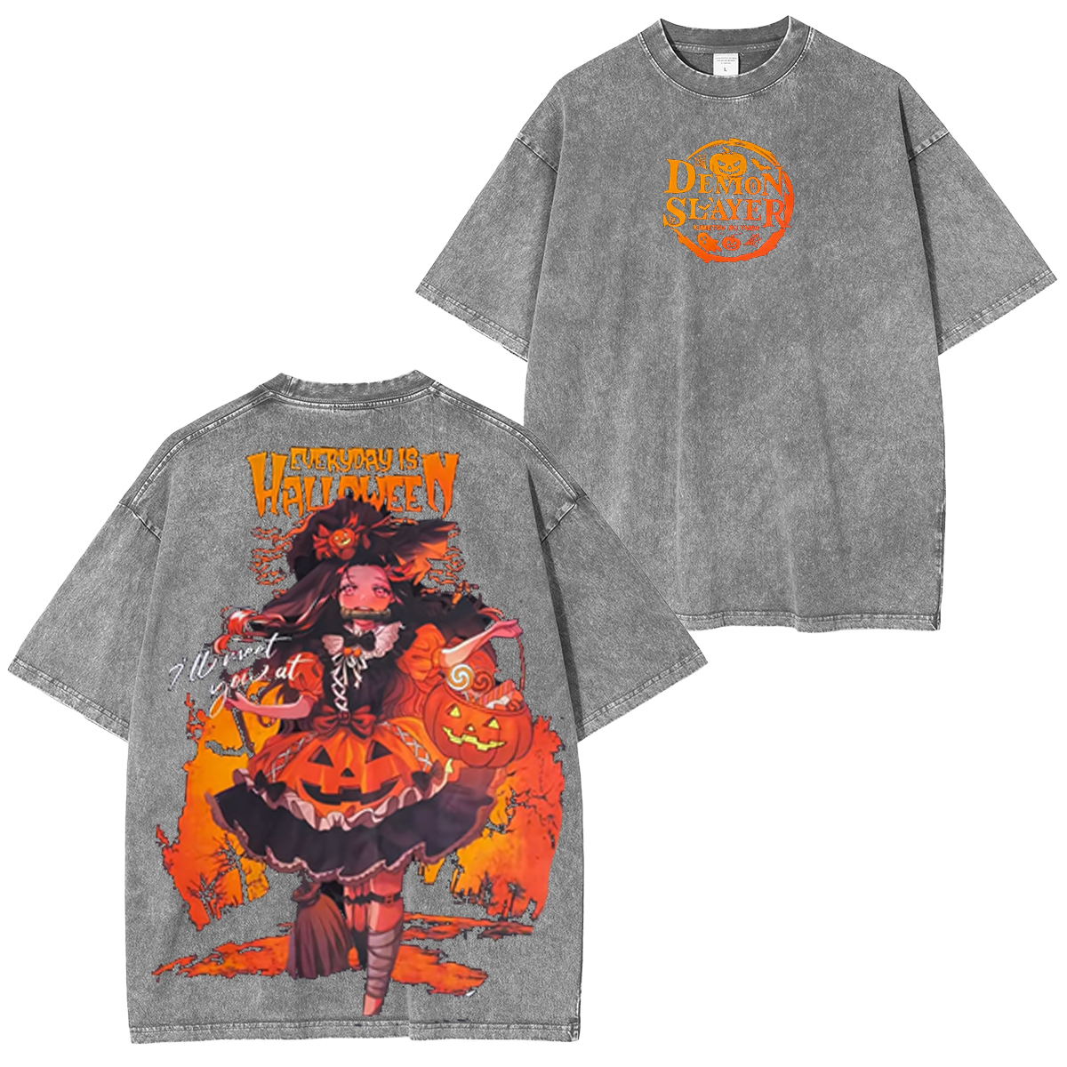 Nezuko Halloween Vintage Unsiex Washed T-Shirt