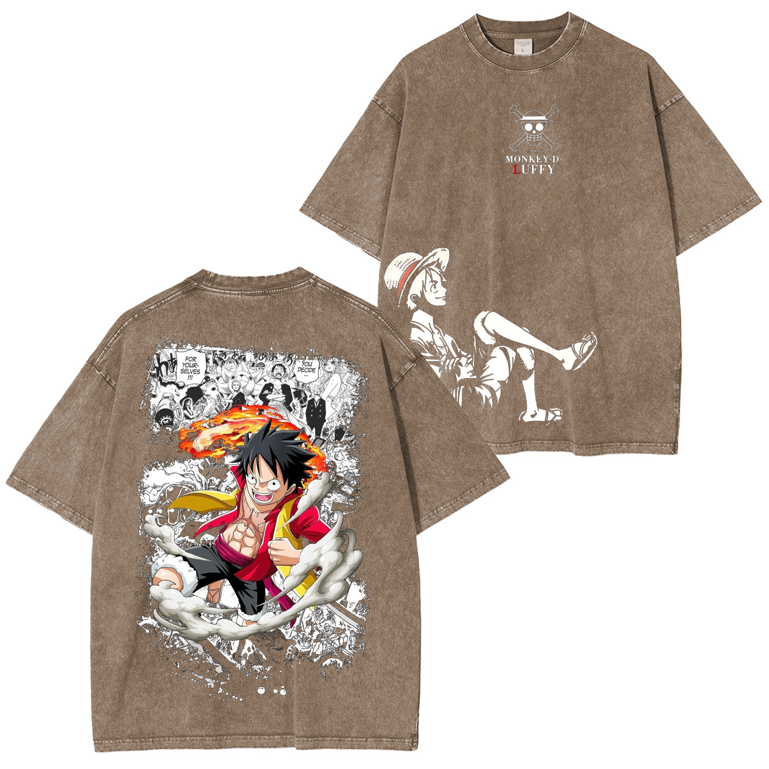 One Piece Anime Unsiex Washed T-Shirt