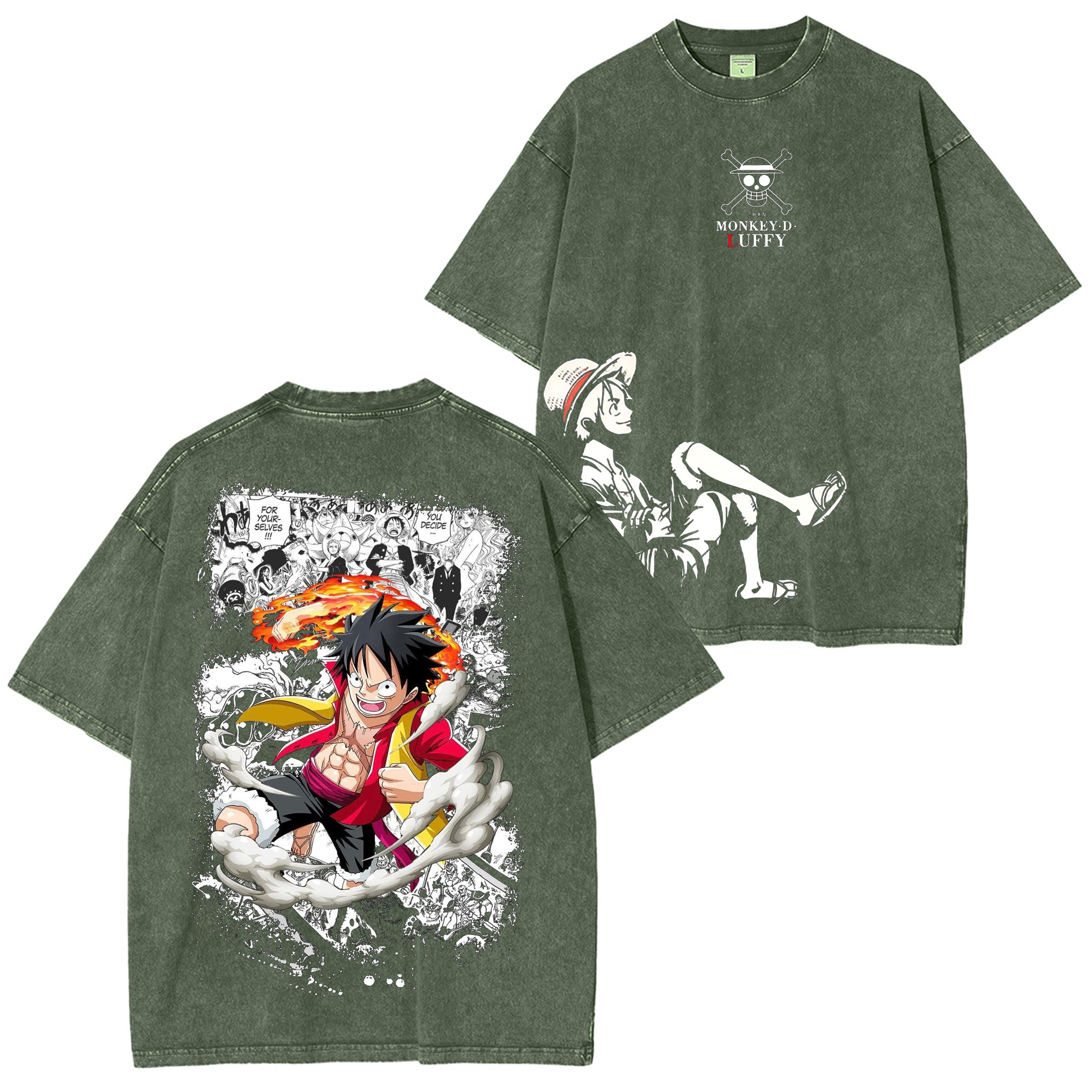 One Piece Anime Unsiex Washed T-Shirt