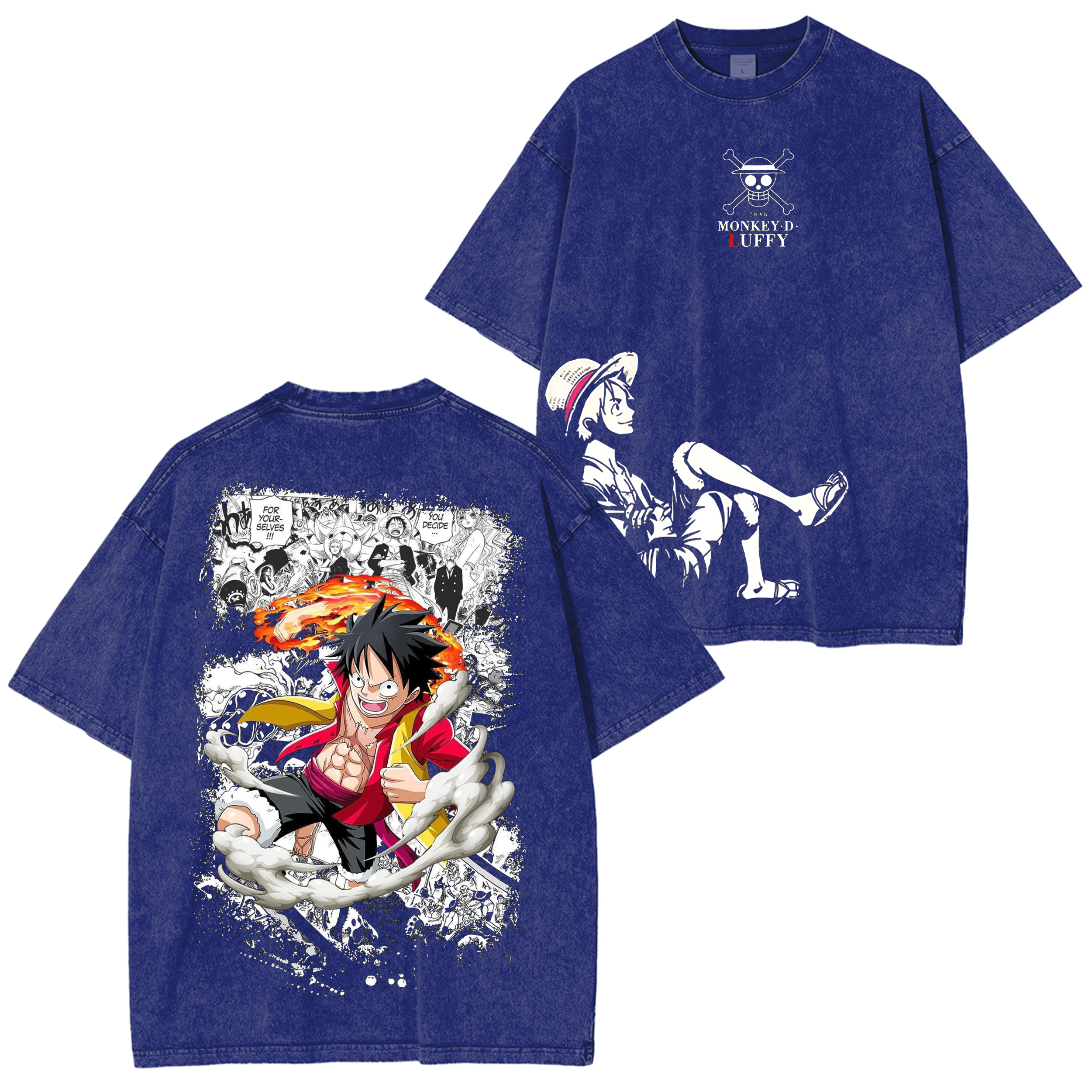 One Piece Anime Unsiex Washed T-Shirt