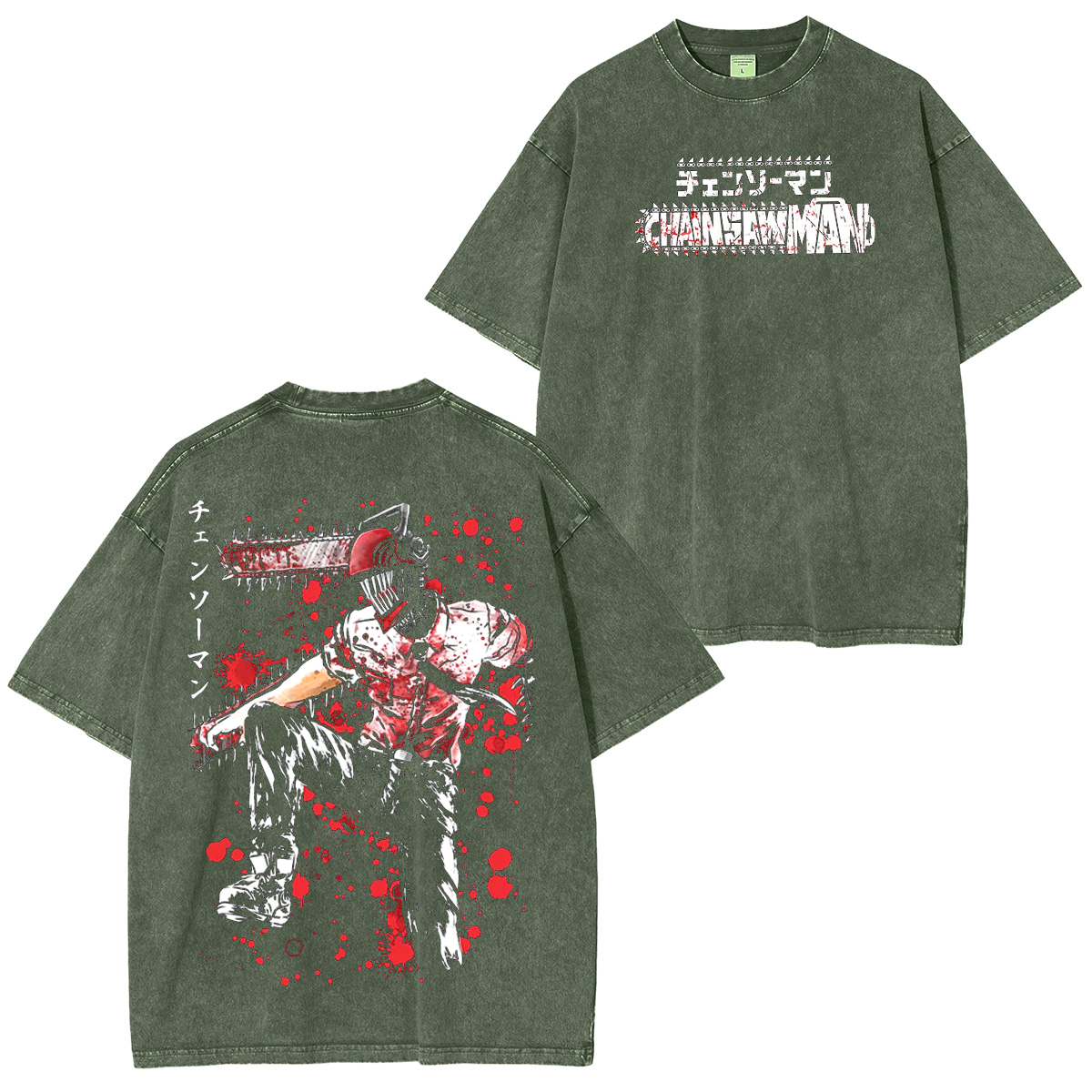 Chainsaw Man Anime Unsiex Washed T-Shirt