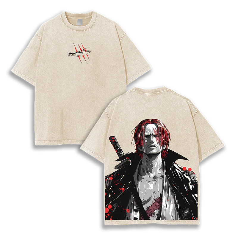 Shanks One Piece Anime Unisex Washed T-Shirt