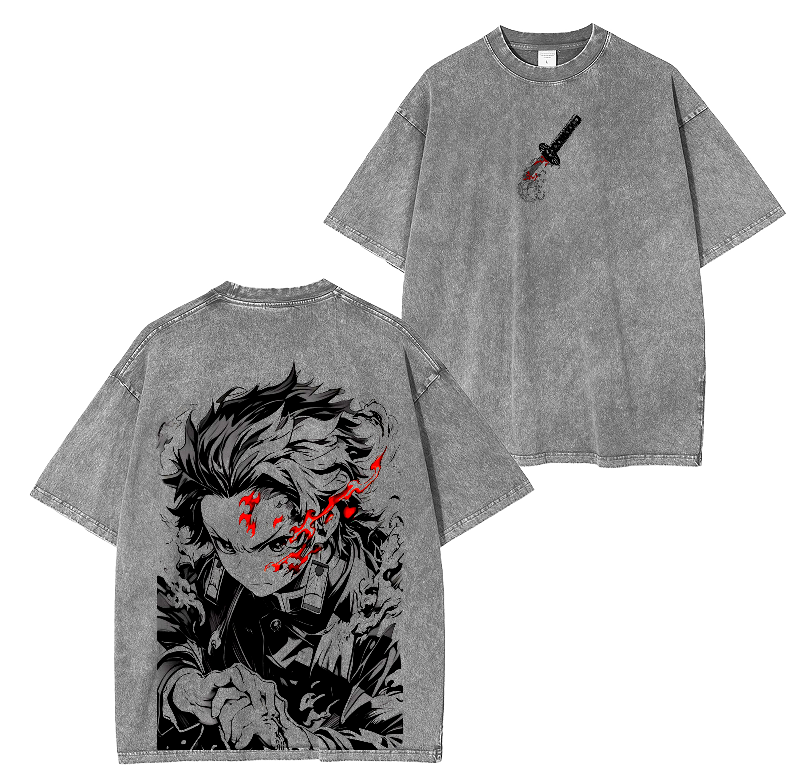 Tanjiro Kamado,Demon Slayer Anime Unsiex Washed T-Shirt