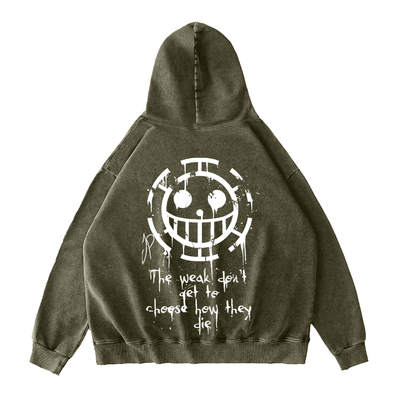 Vintage Trafalgar Law,One Piece Anime Washed Hooded Sweatshirt