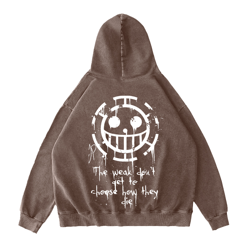 Vintage Trafalgar Law,One Piece Anime Washed Hooded Sweatshirt
