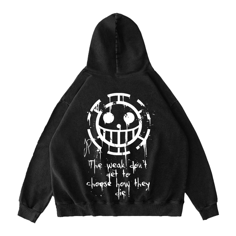 Vintage Trafalgar Law,One Piece Anime Washed Hooded Sweatshirt