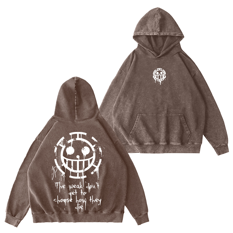 Vintage Trafalgar Law,One Piece Anime Washed Hooded Sweatshirt