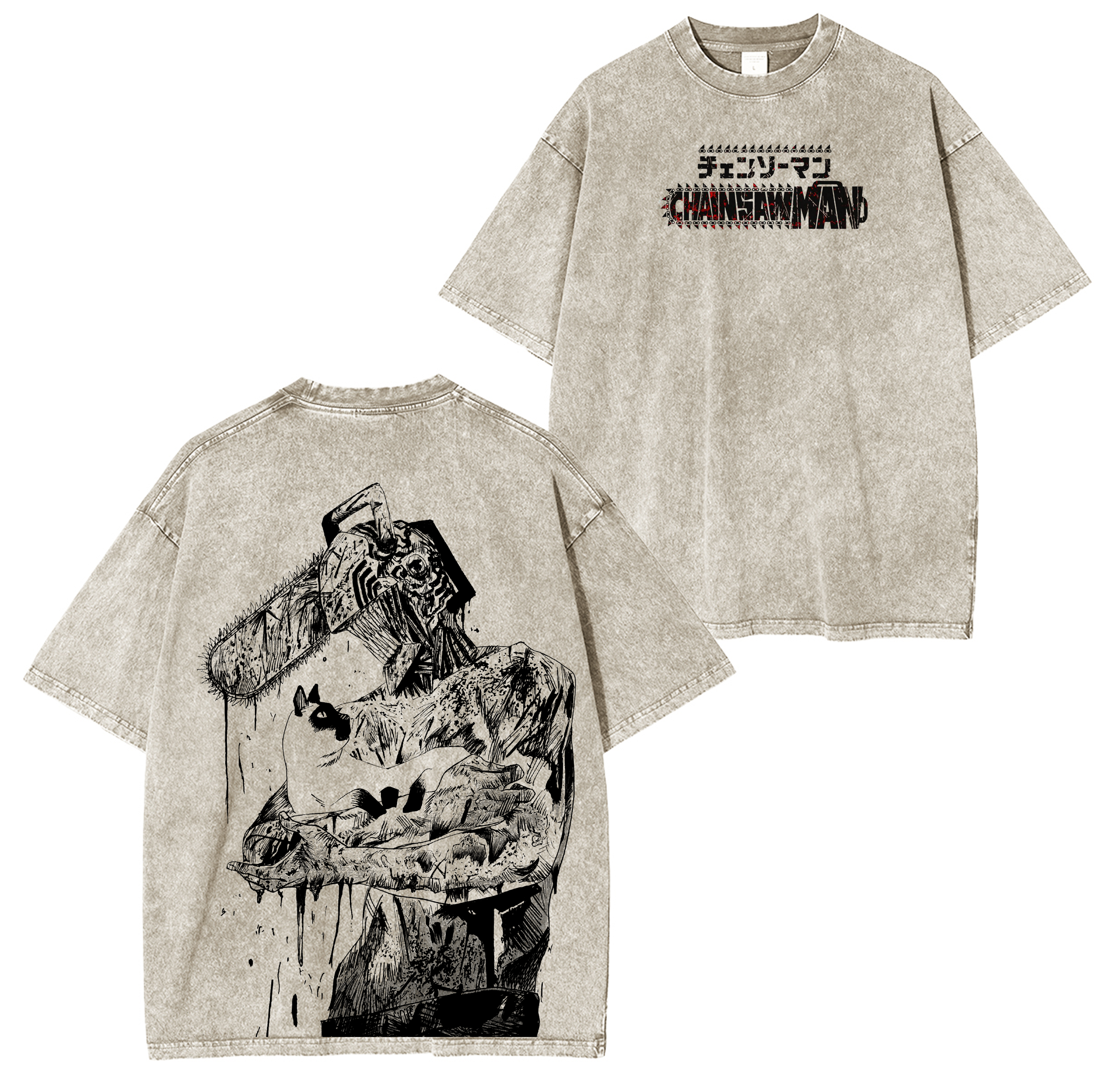 Chainsaw Man Anime Unsiex Washed T-Shirt