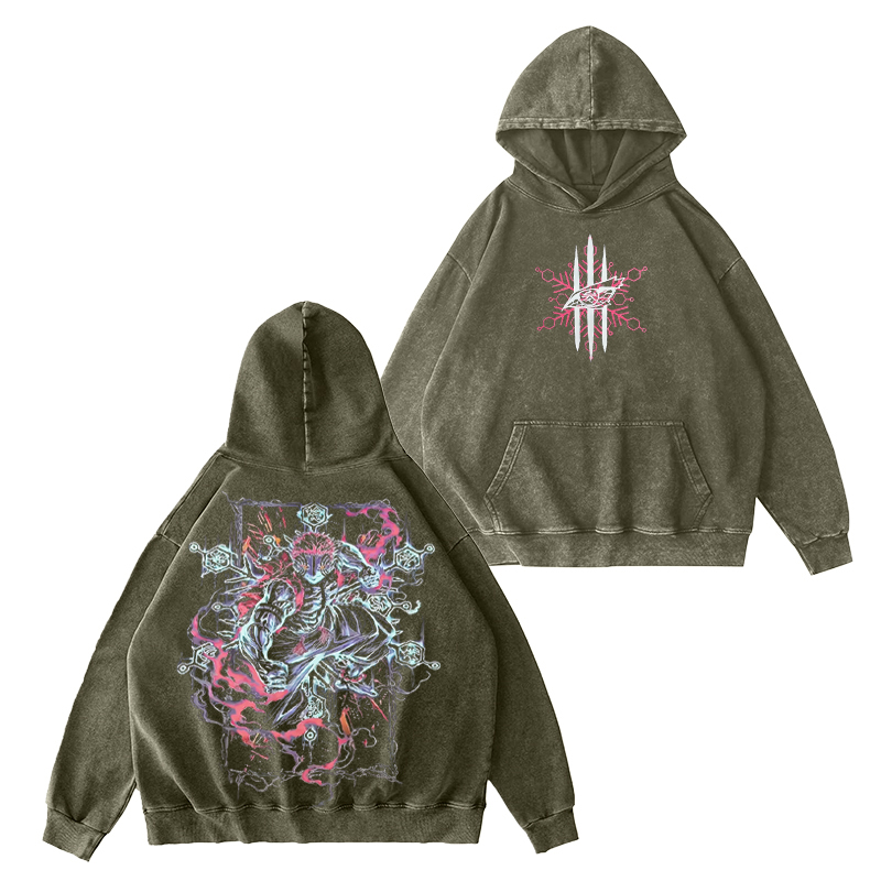 Embrace Akaza's power Washed Hooded Sweatshirt
