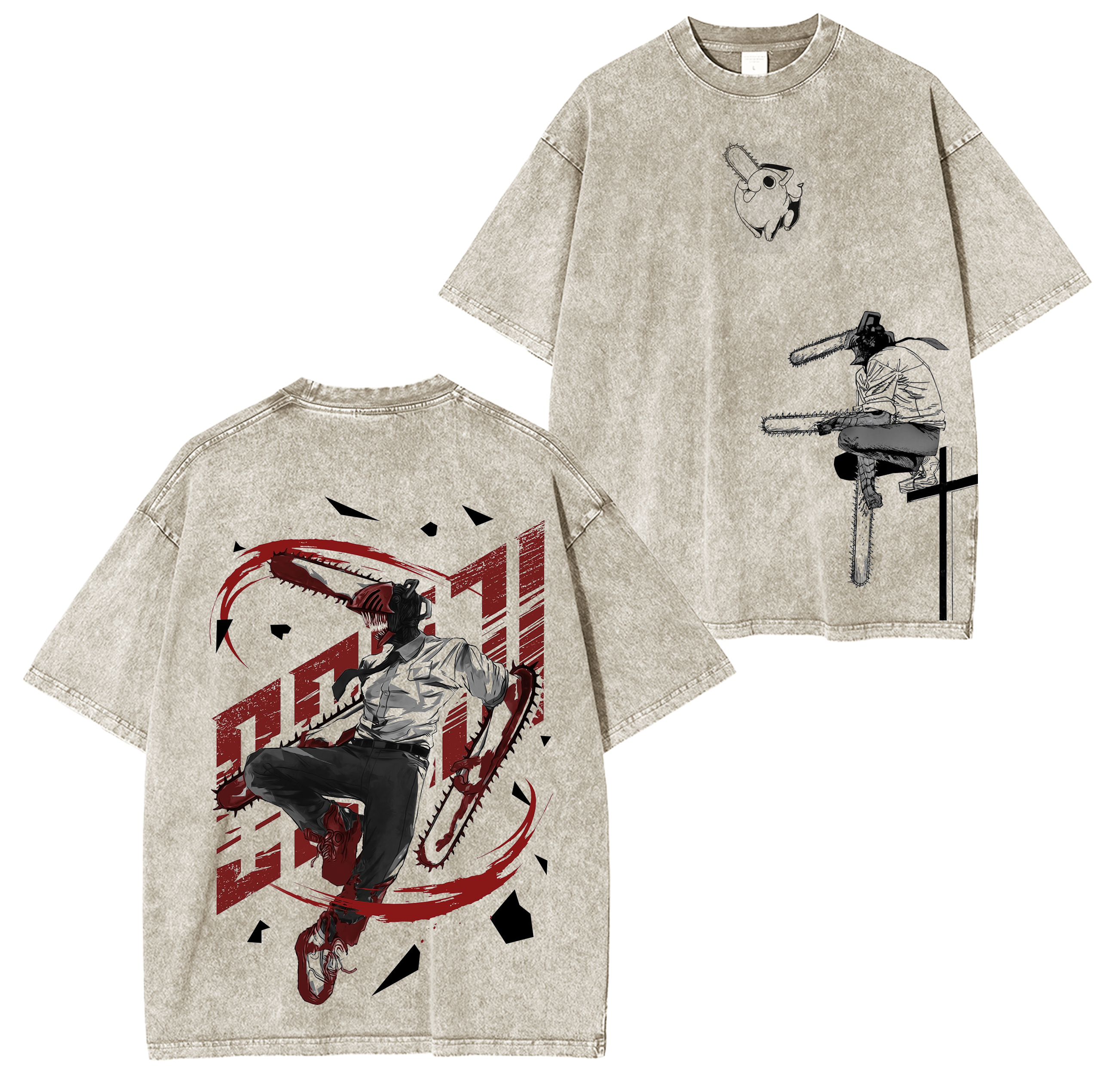 Chainsaw Man Anime Unsiex Washed T-Shirt