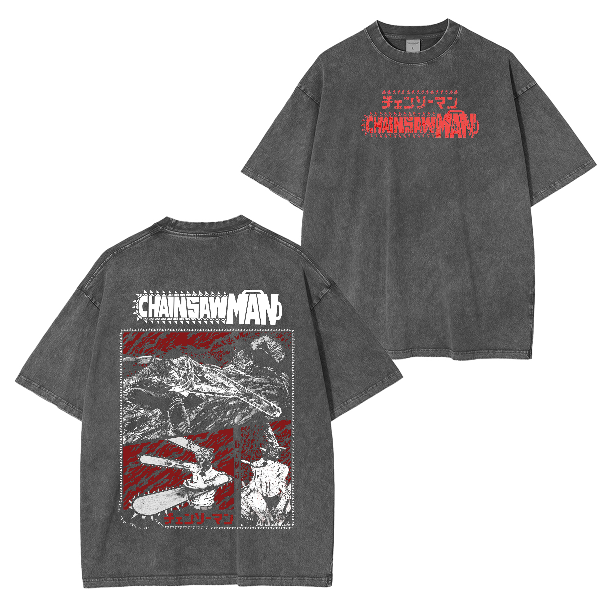 Chainsaw Man Anime Unsiex Washed T-Shirt