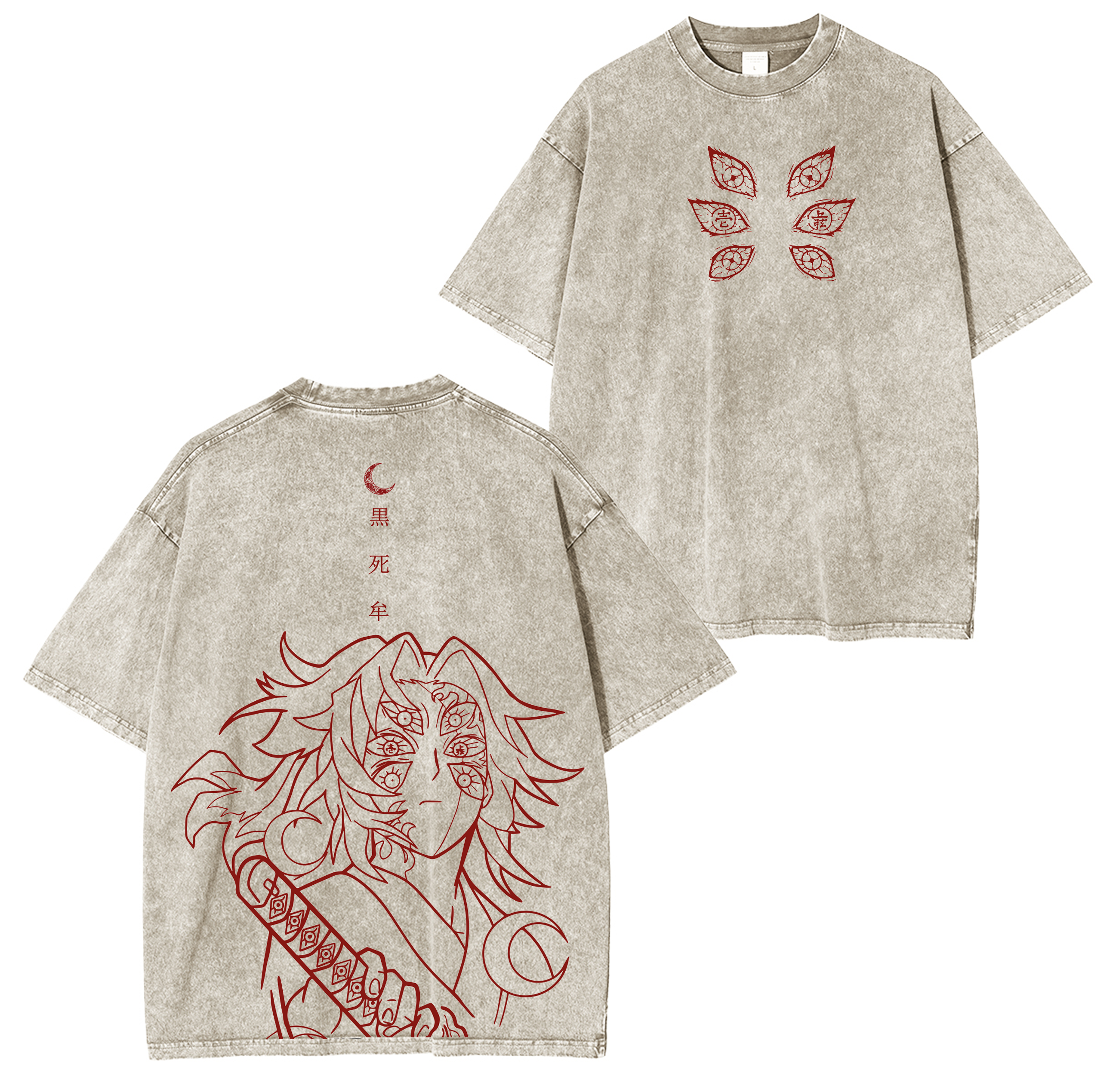Demon Slayer Kokushibo Anime Unsiex Washed T-Shirt