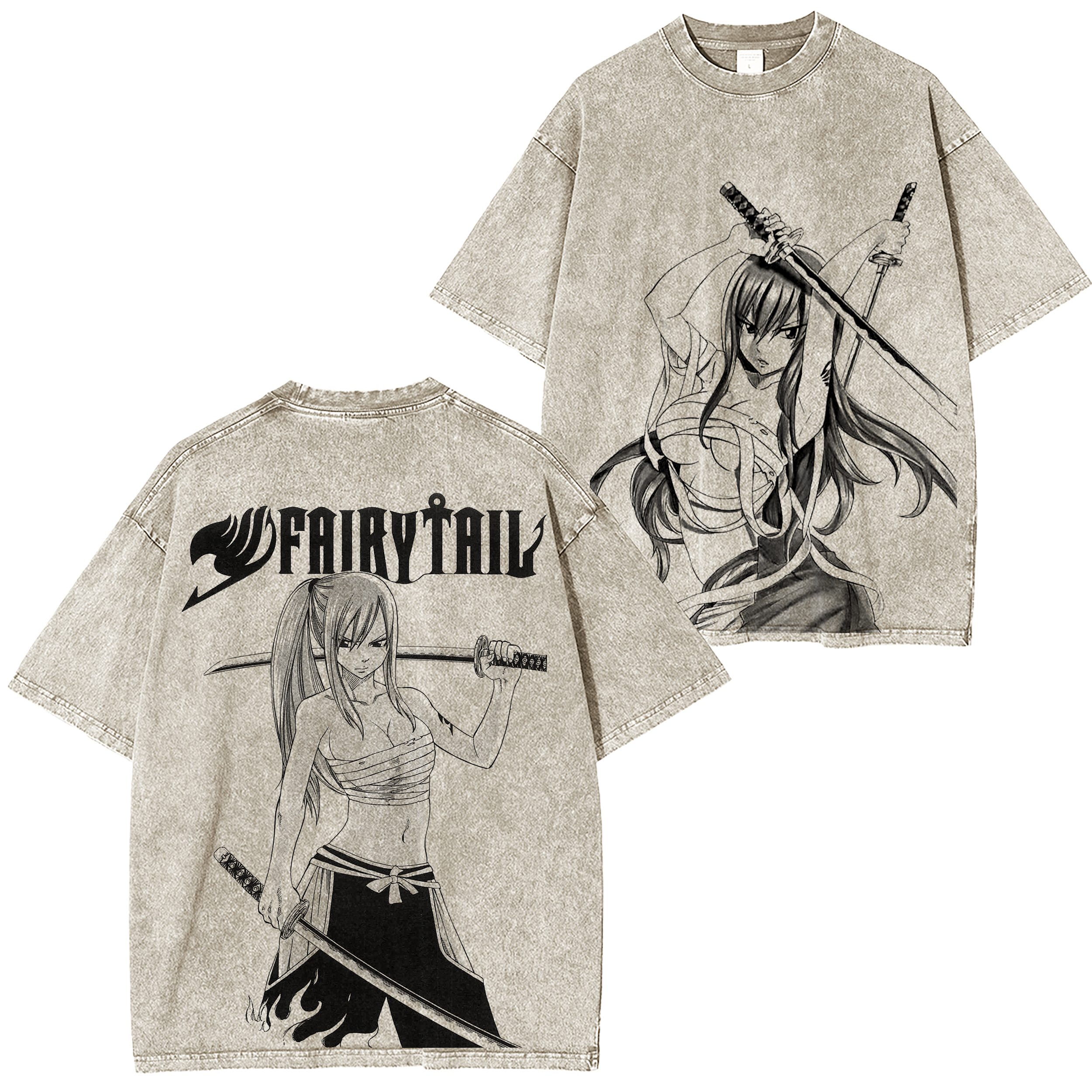 Erza Scarlet,Fairy Tail Anime Washed T-shirt/Crewneck/Hoodie