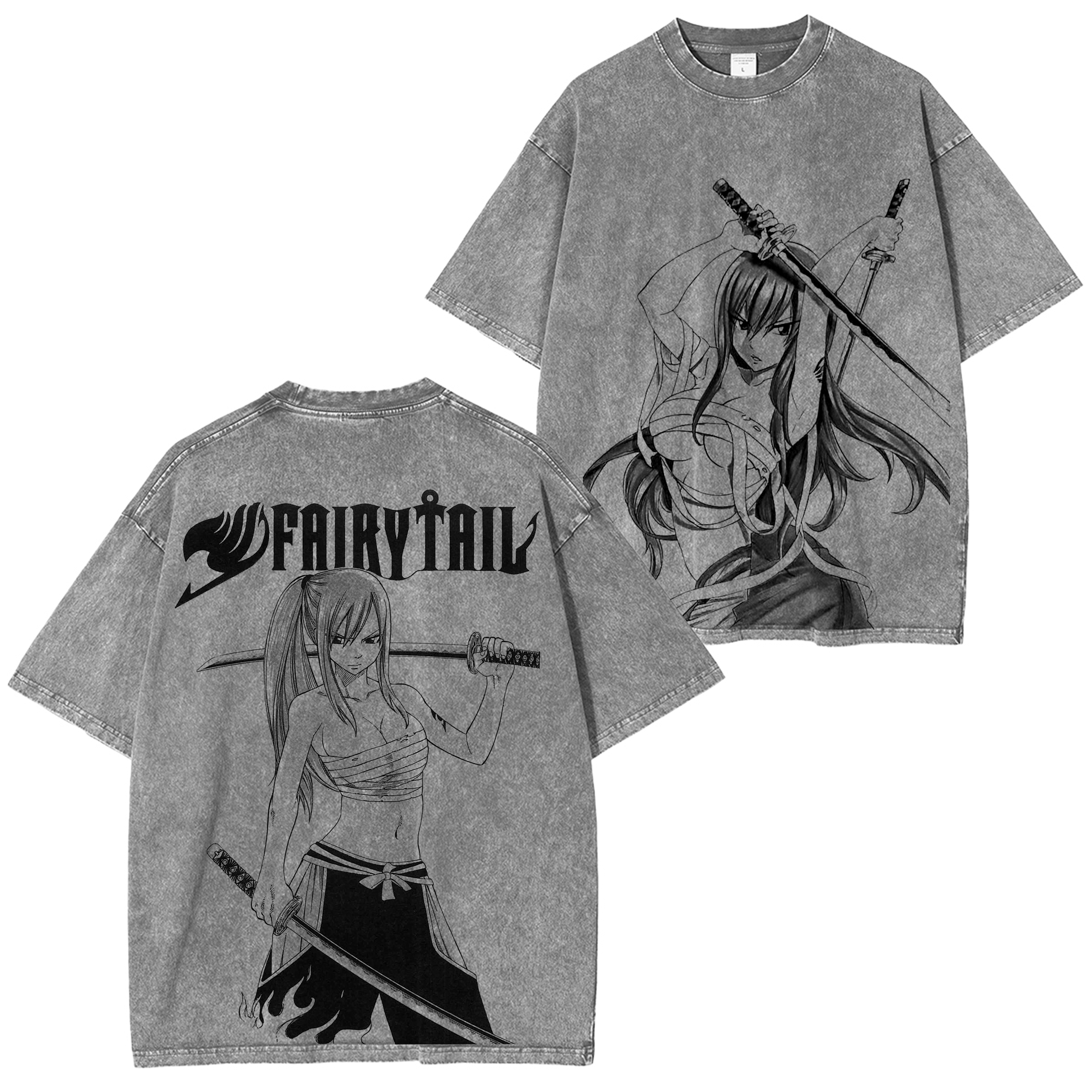 Erza Scarlet,Fairy Tail Anime Washed T-shirt/Crewneck/Hoodie