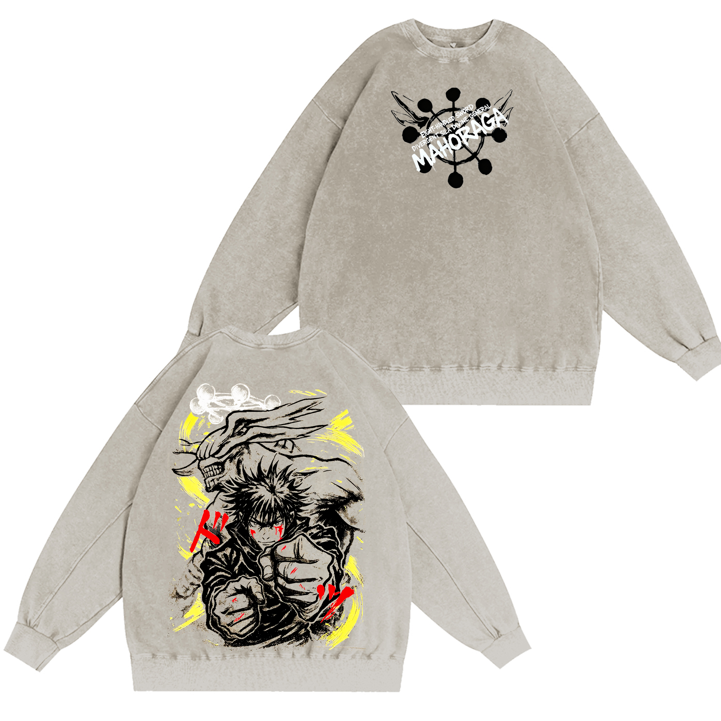 Megumi Fushiguro x Mahoraga,Jujutsu Kaisen Anime Washed T-shirt/Crewneck/Hoodie