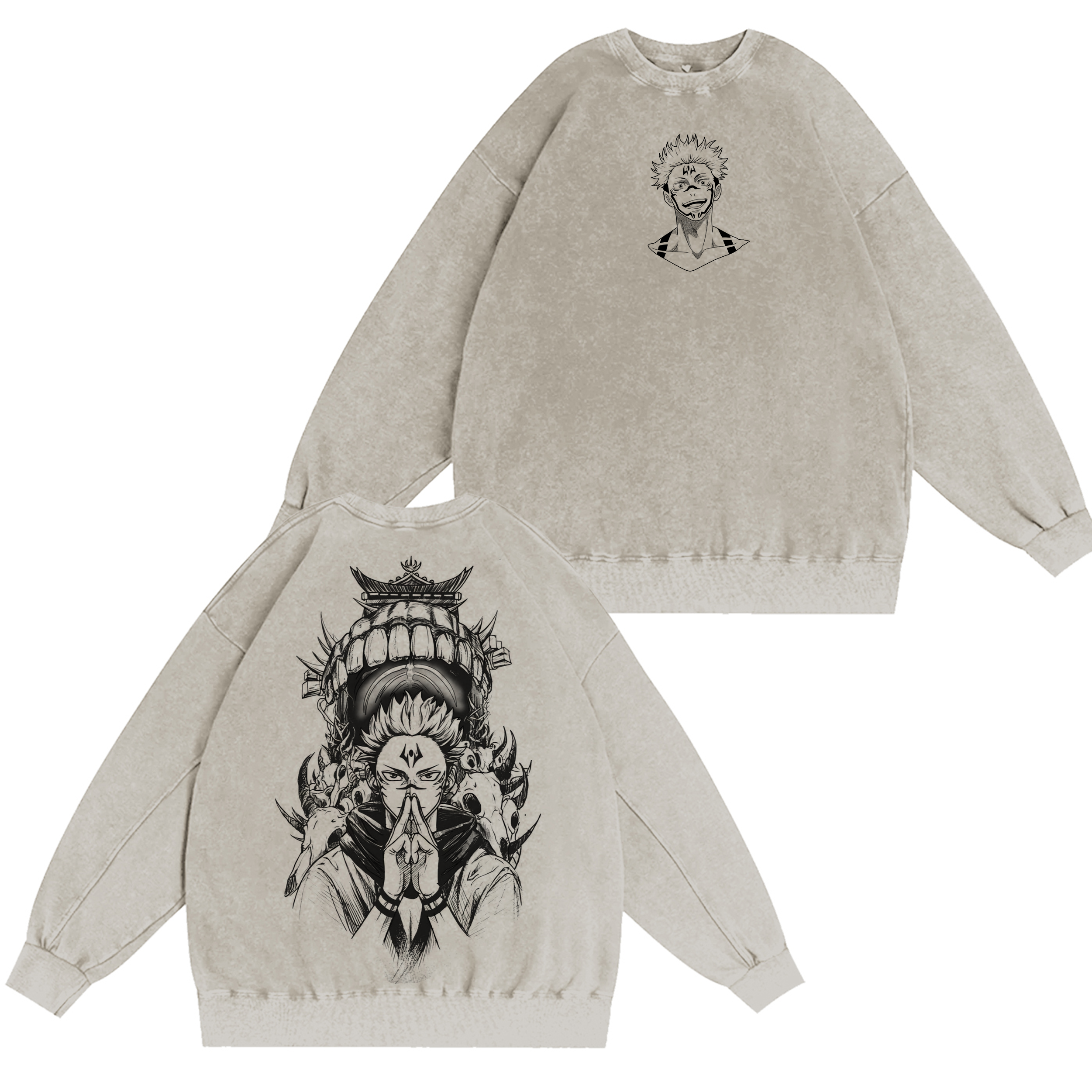 Ryomen Sukuna v2 Jujutsu Kaisen  Anime Washed T-shirt/Crewneck/Hoodie