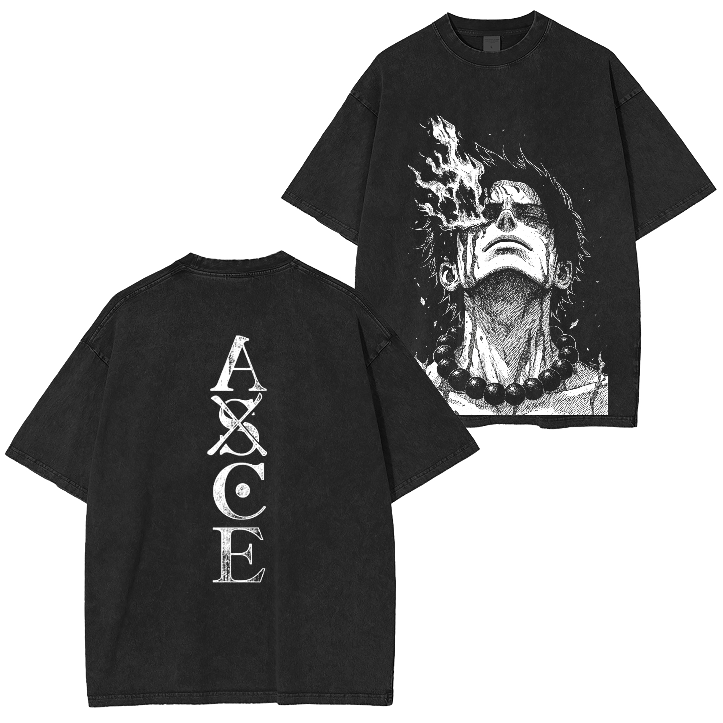 Fire Ace,One Piece Anime Washed T-shirt/Crewneck/Hoodie