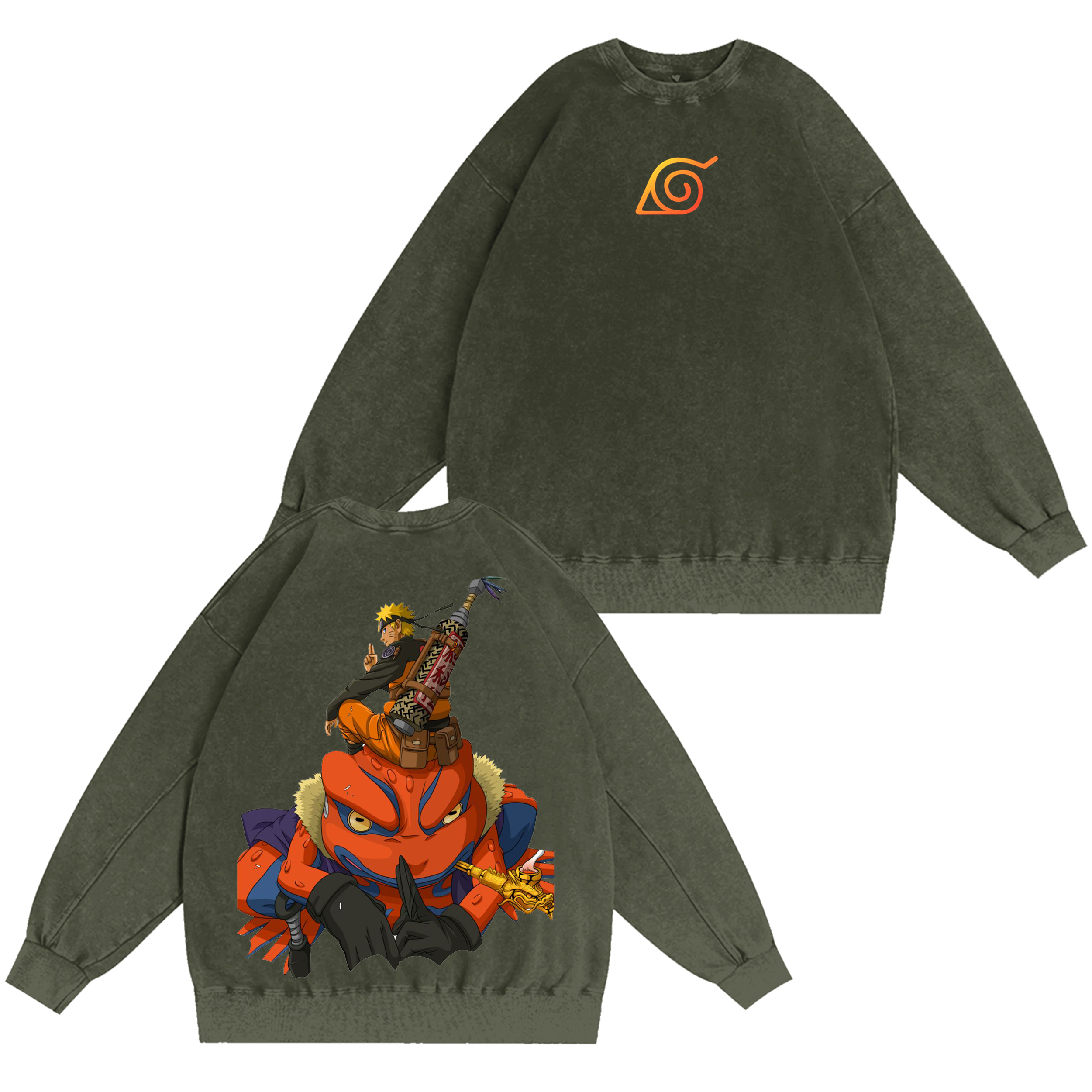 Naruto X Gamakichi Anime Washed T-shirt/Crewneck/Hoodie