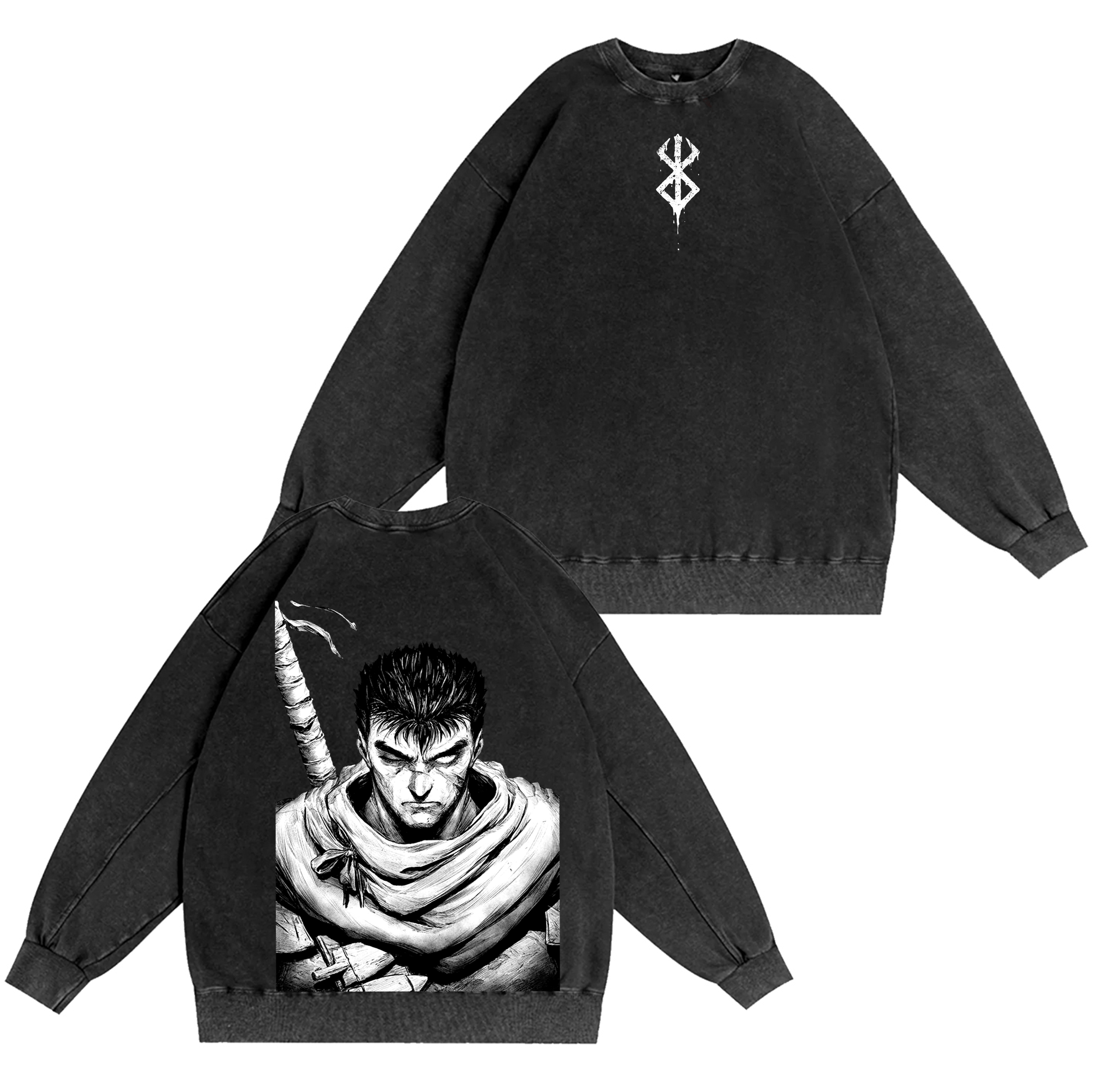 Guts,Berserk Vintage Oversize Washed T-shirt/Crewneck/Hoodie