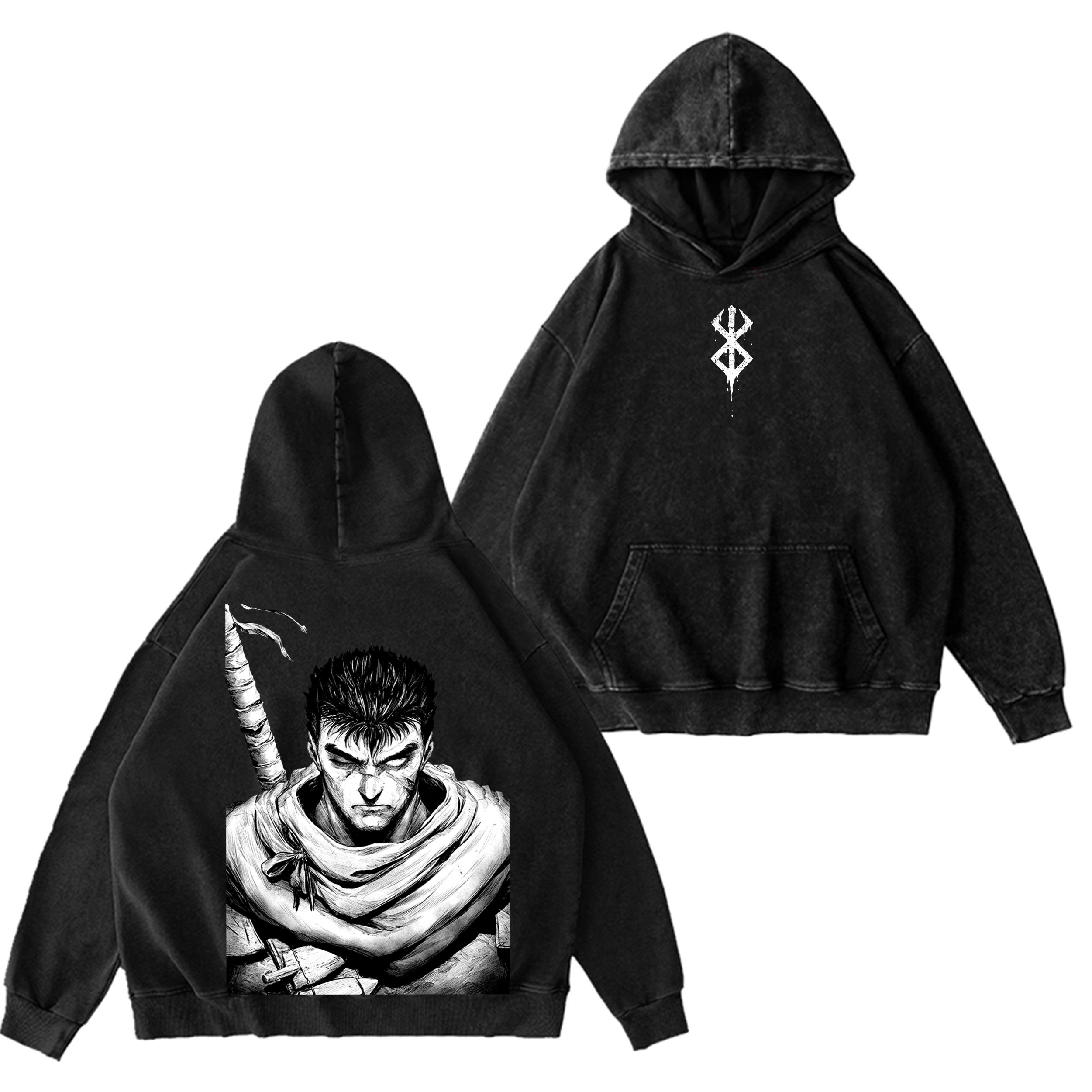 Guts,Berserk Vintage Oversize Washed T-shirt/Crewneck/Hoodie