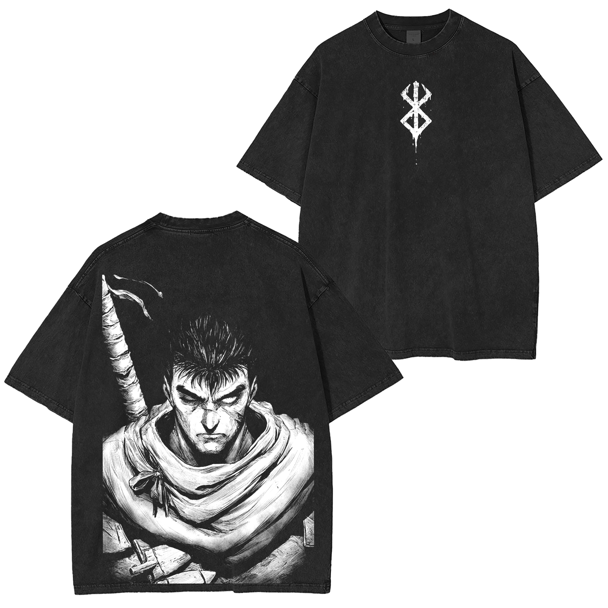 Guts,Berserk Vintage Oversize Washed T-shirt/Crewneck/Hoodie