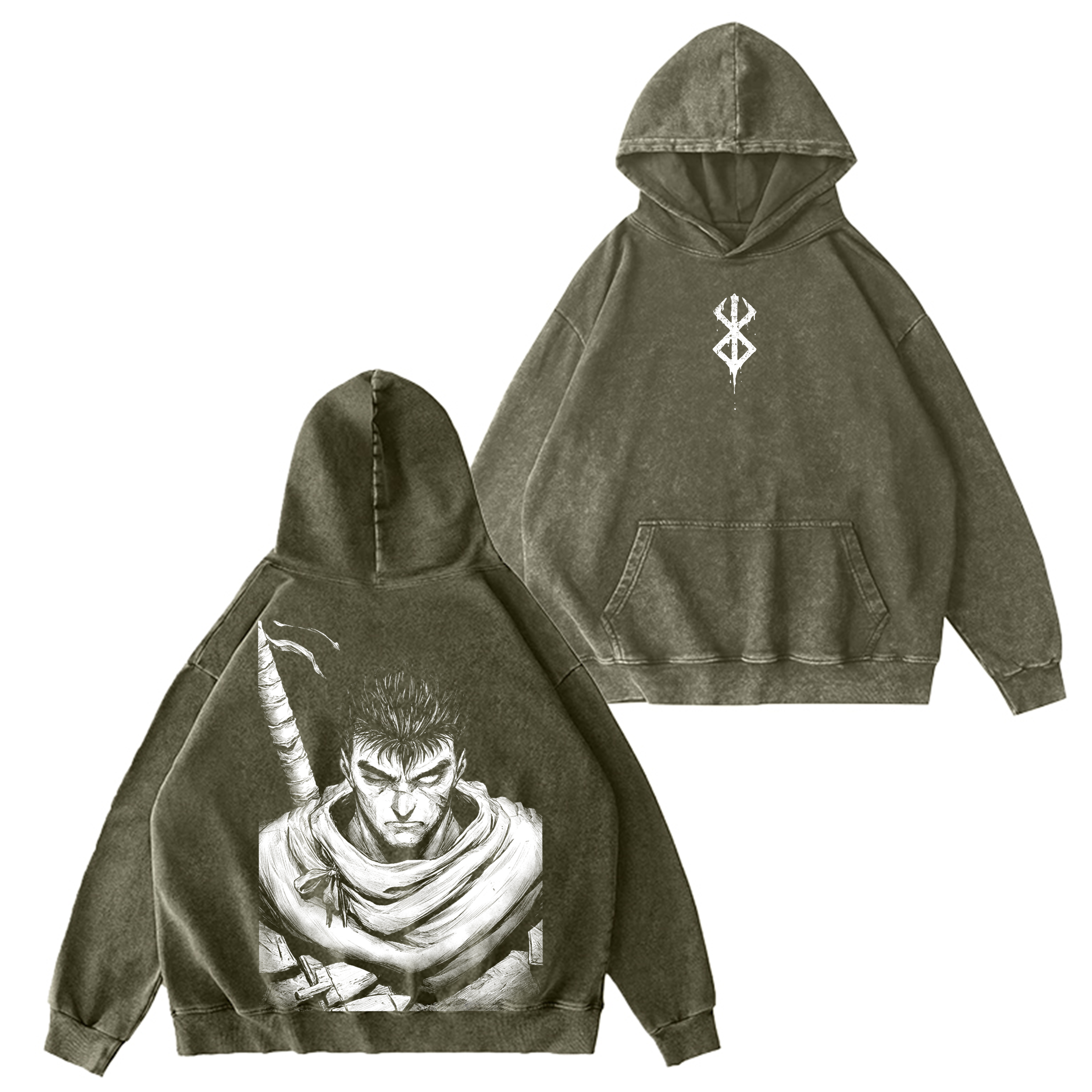 Guts,Berserk Vintage Oversize Washed T-shirt/Crewneck/Hoodie