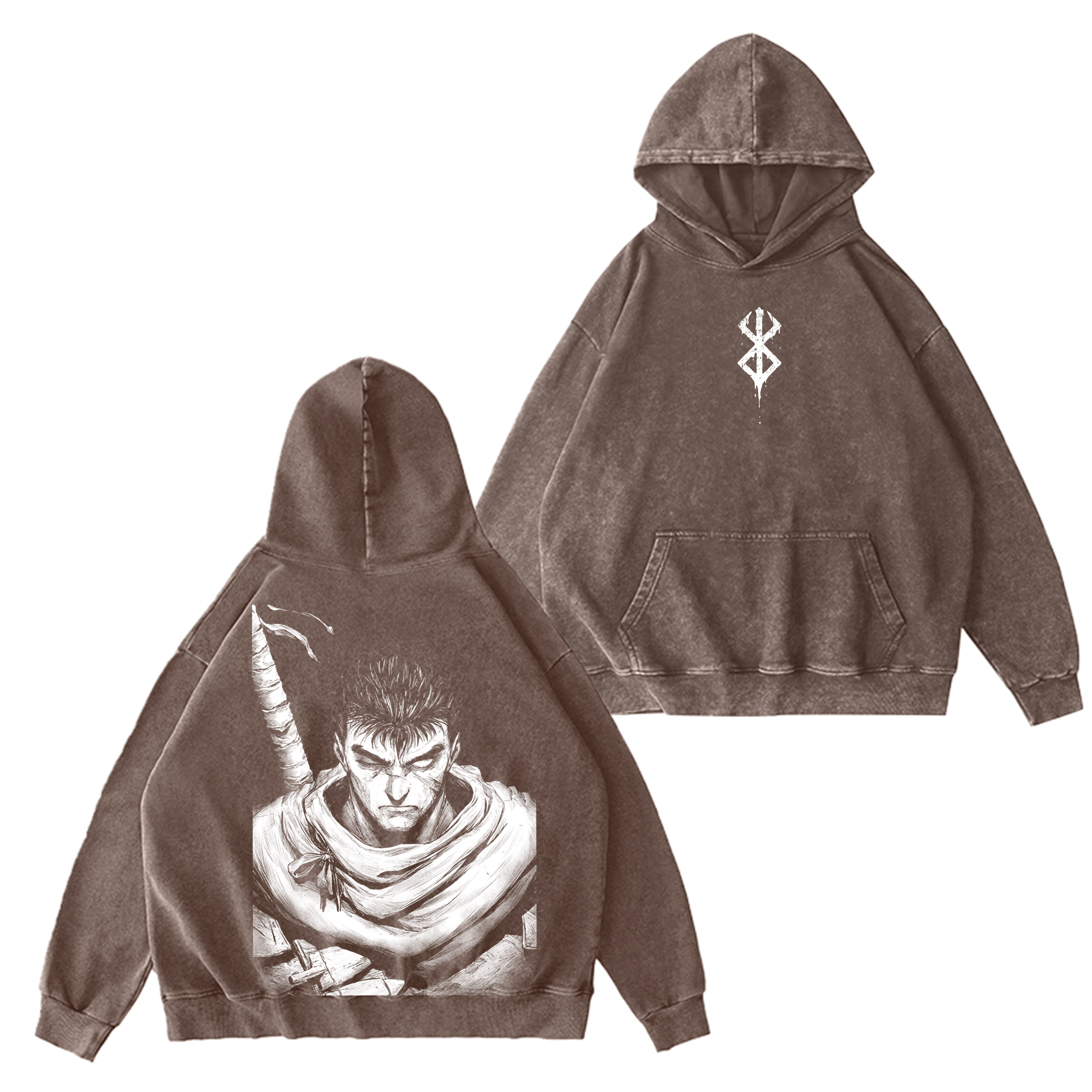 Guts,Berserk Vintage Oversize Washed T-shirt/Crewneck/Hoodie
