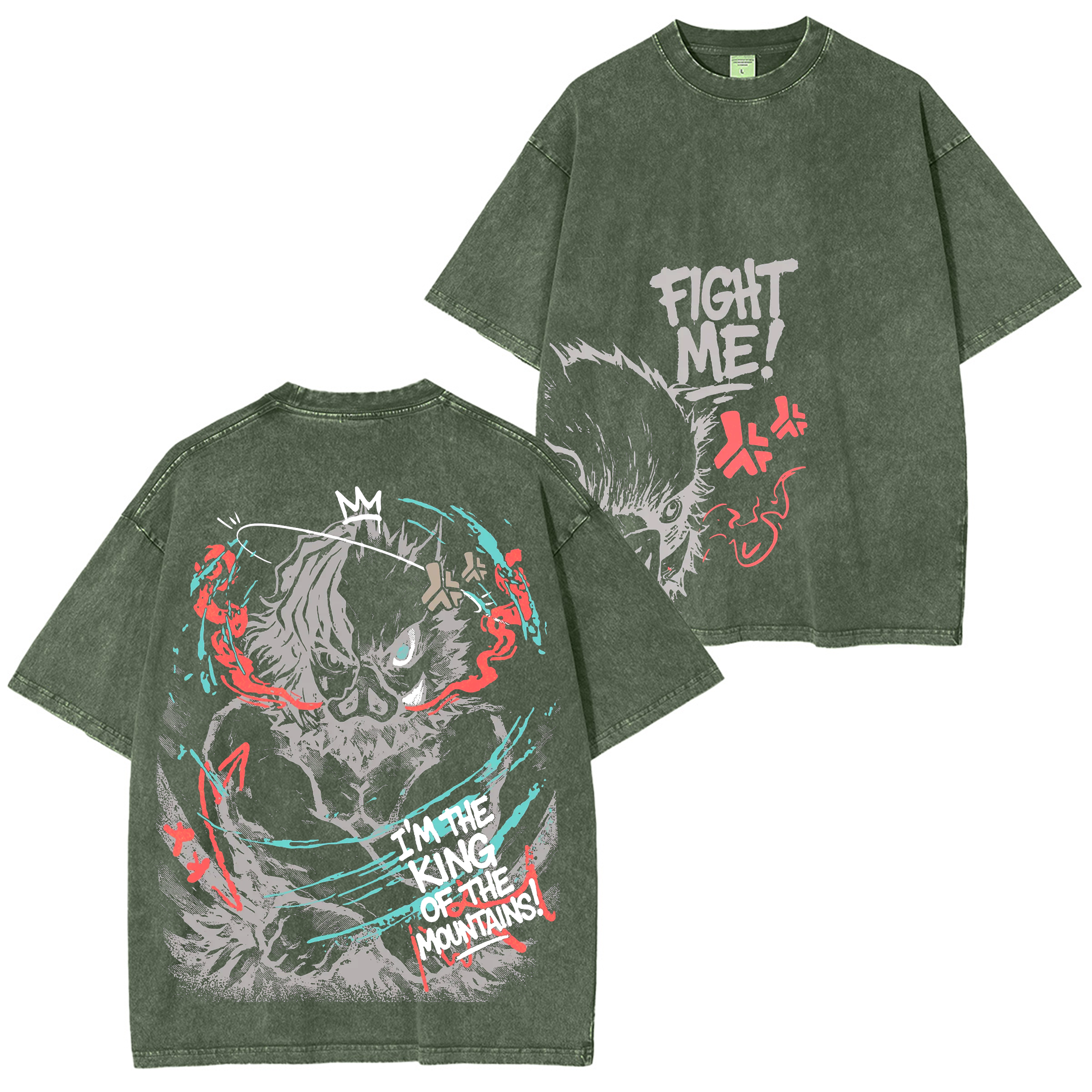 "I'm the King of the Mountain" Inosuke -Demon Slayer Anime Washed T-shirt/Crewneck/Hoodie