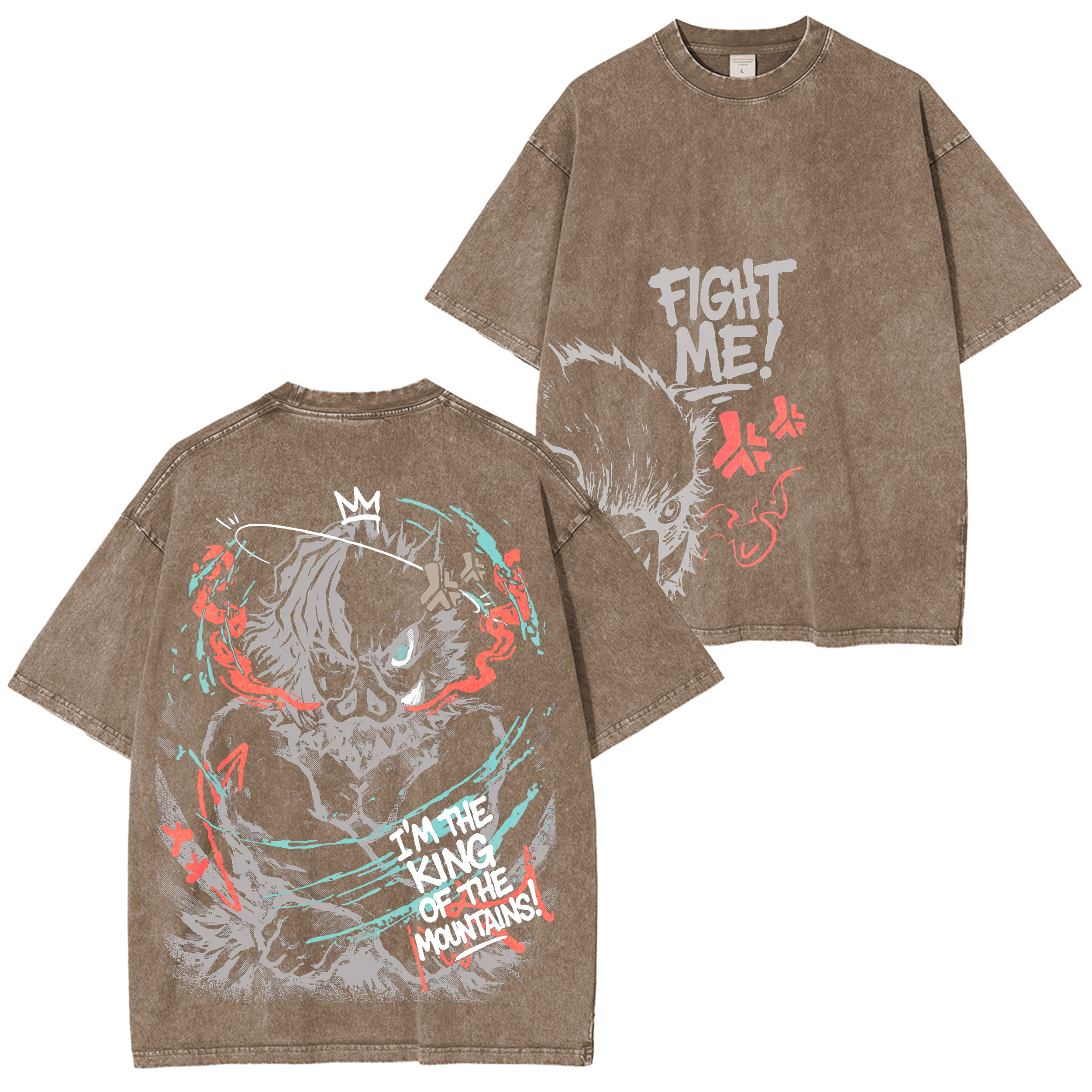 "I'm the King of the Mountain" Inosuke -Demon Slayer Anime Washed T-shirt/Crewneck/Hoodie