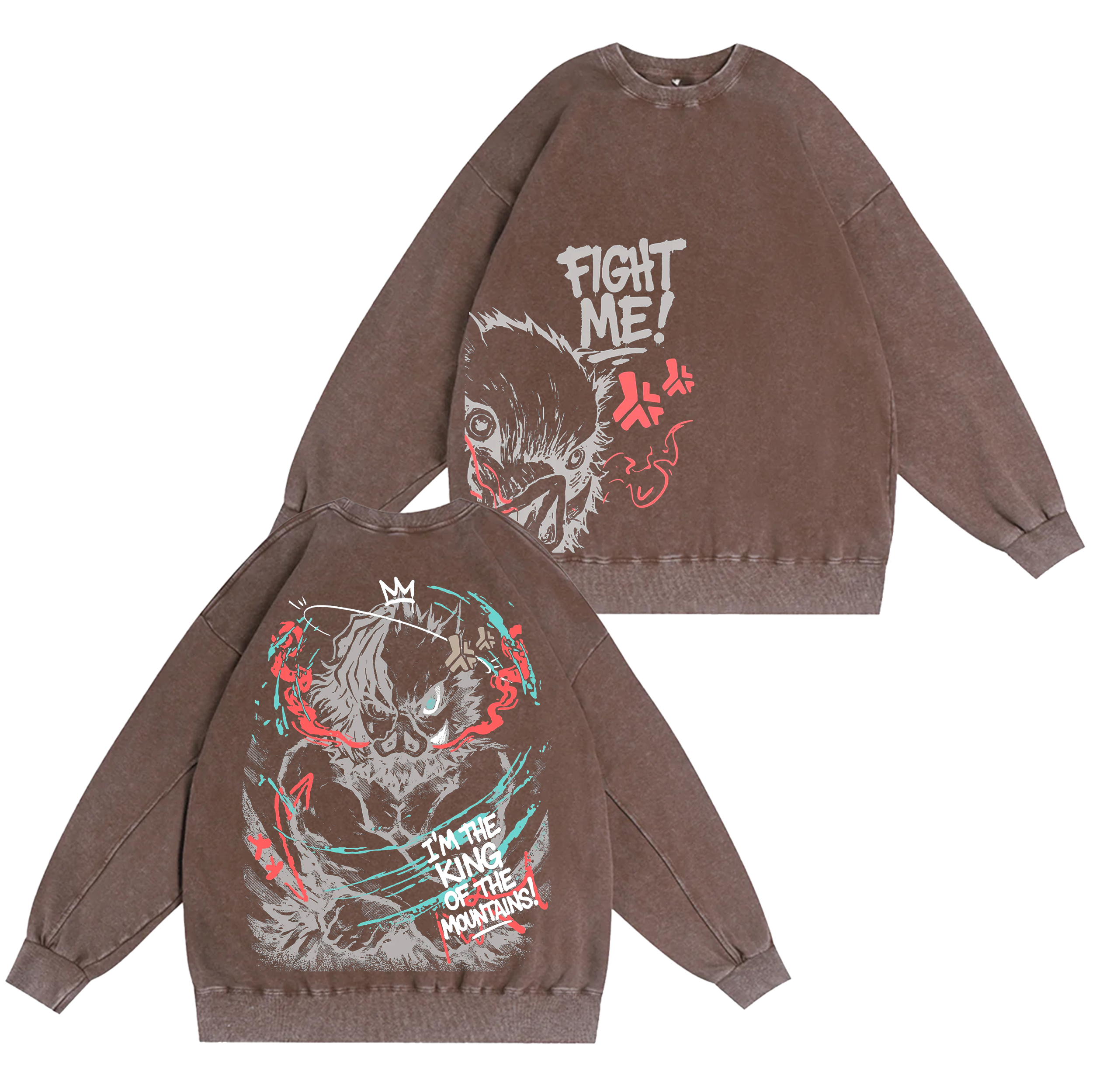 "I'm the King of the Mountain" Inosuke -Demon Slayer Anime Washed T-shirt/Crewneck/Hoodie