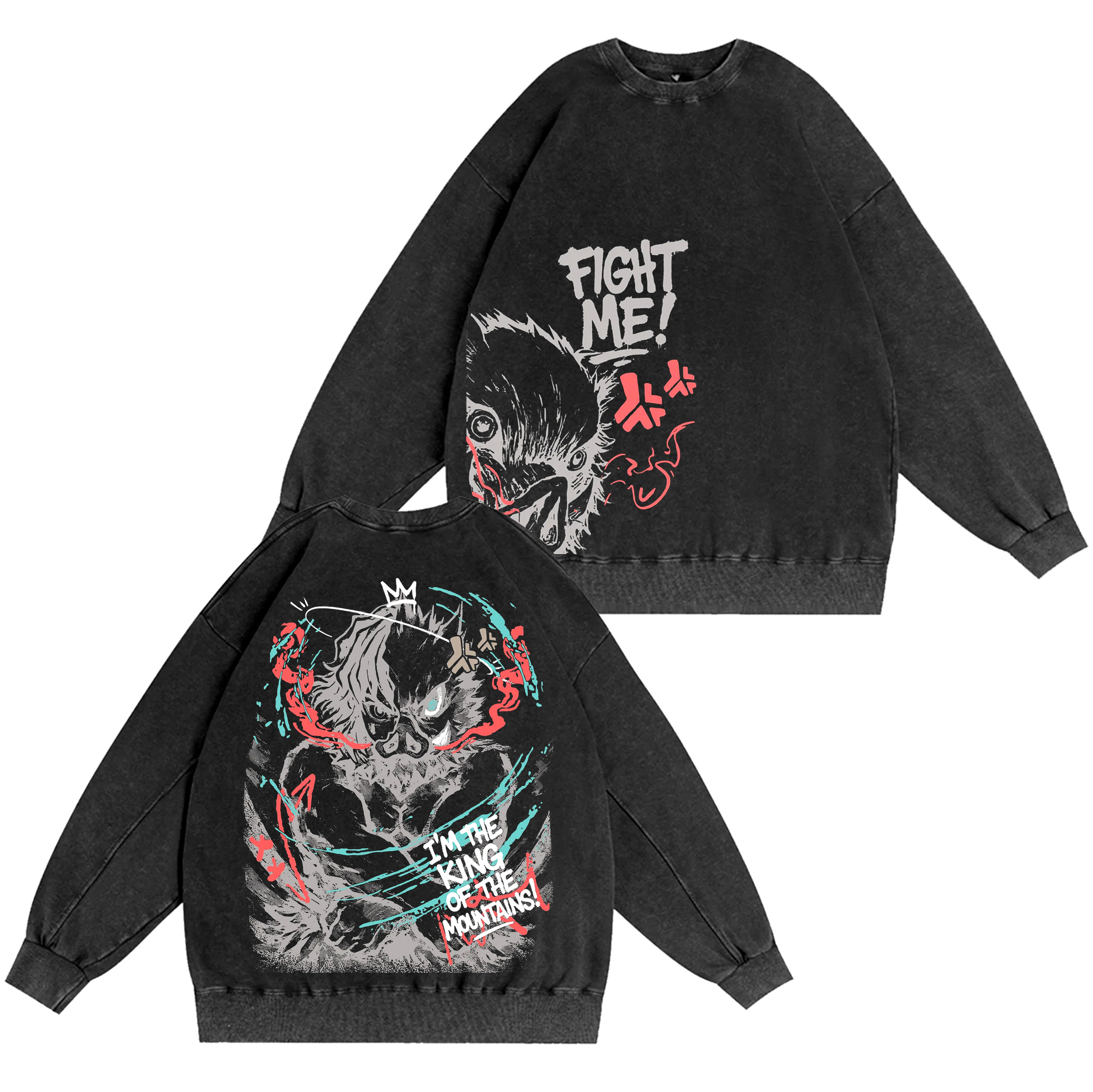 "I'm the King of the Mountain" Inosuke -Demon Slayer Anime Washed T-shirt/Crewneck/Hoodie