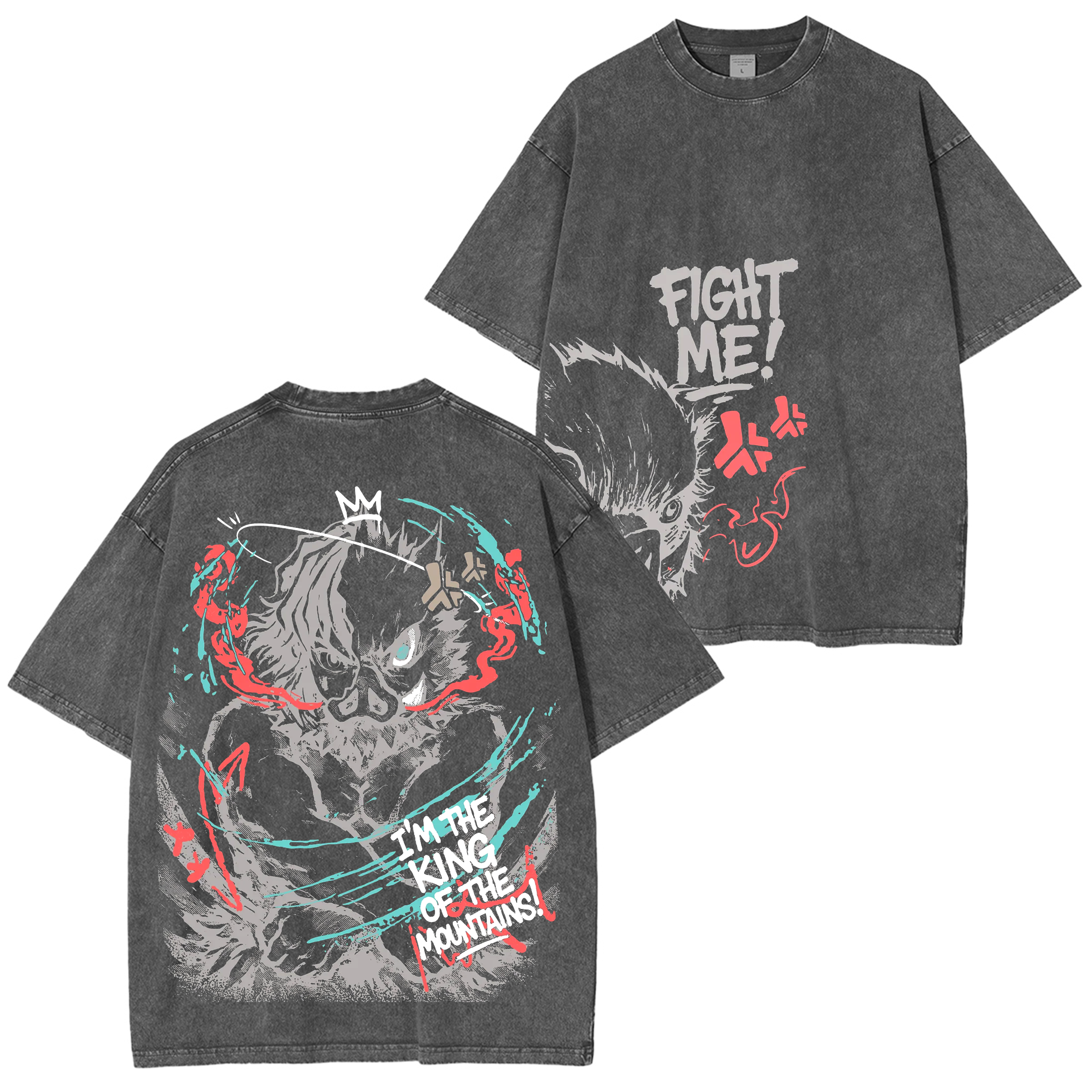 "I'm the King of the Mountain" Inosuke -Demon Slayer Anime Washed T-shirt/Crewneck/Hoodie