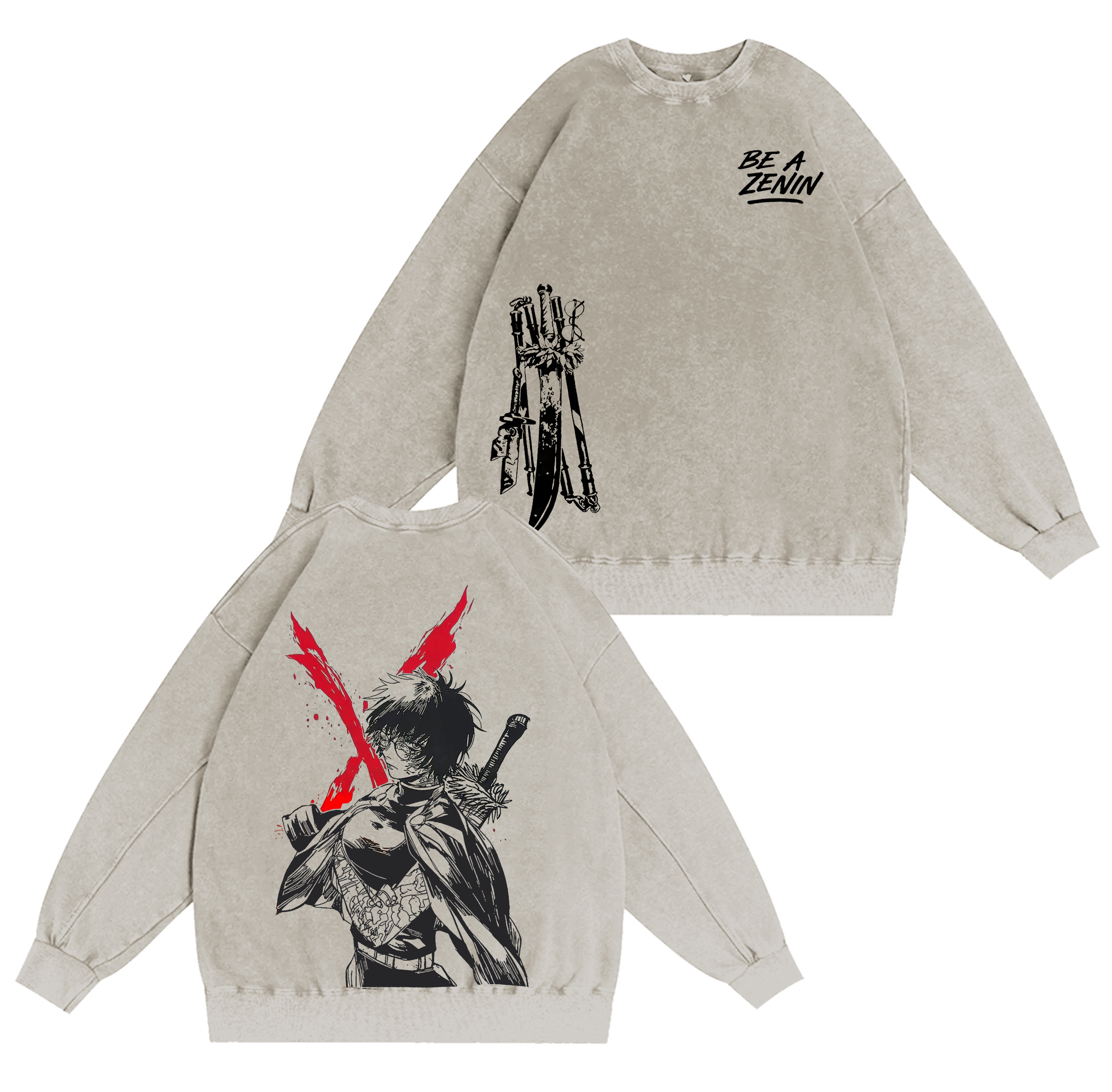 Vintage Maki Zenin Jujutsu Kaisen Anime  Washed T-shirt/Crewneck/Hoodie