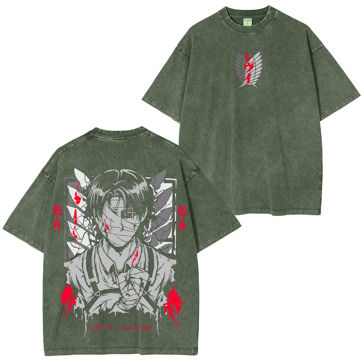 Vintage Levi Bandaged Face,Attack on Titan Anime Washed T-shirt/Crewneck/Hoodie