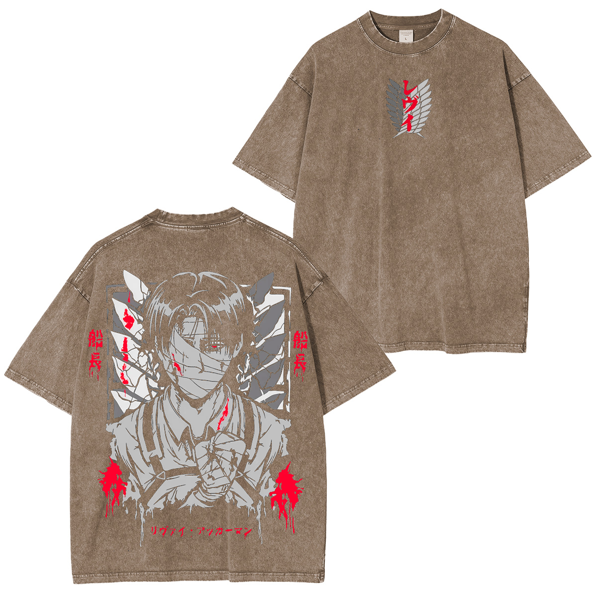 Vintage Levi Bandaged Face,Attack on Titan Anime Washed T-shirt/Crewneck/Hoodie