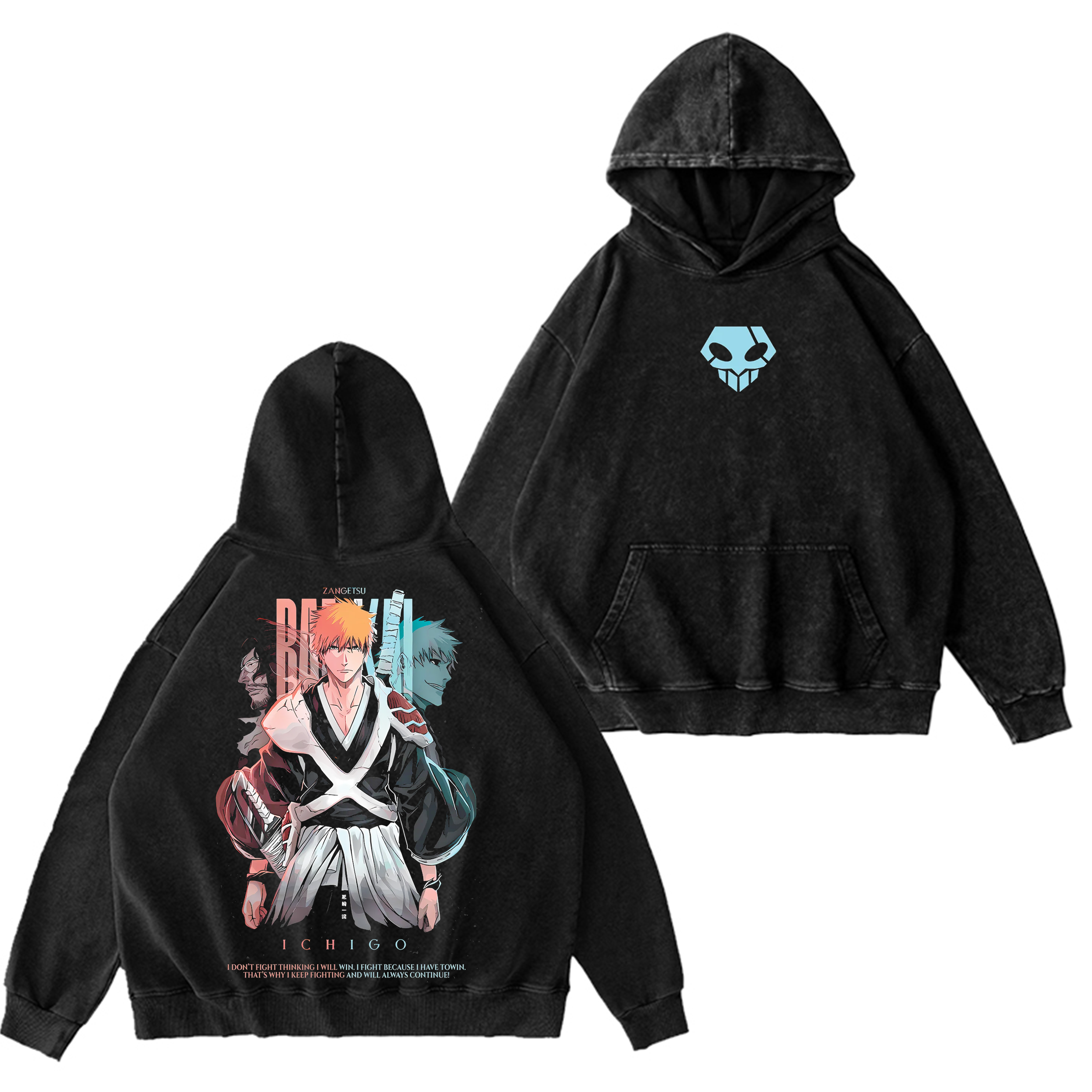 Ichigo- Bleach Anime Washed T-shirt/Crewneck/Hoodie