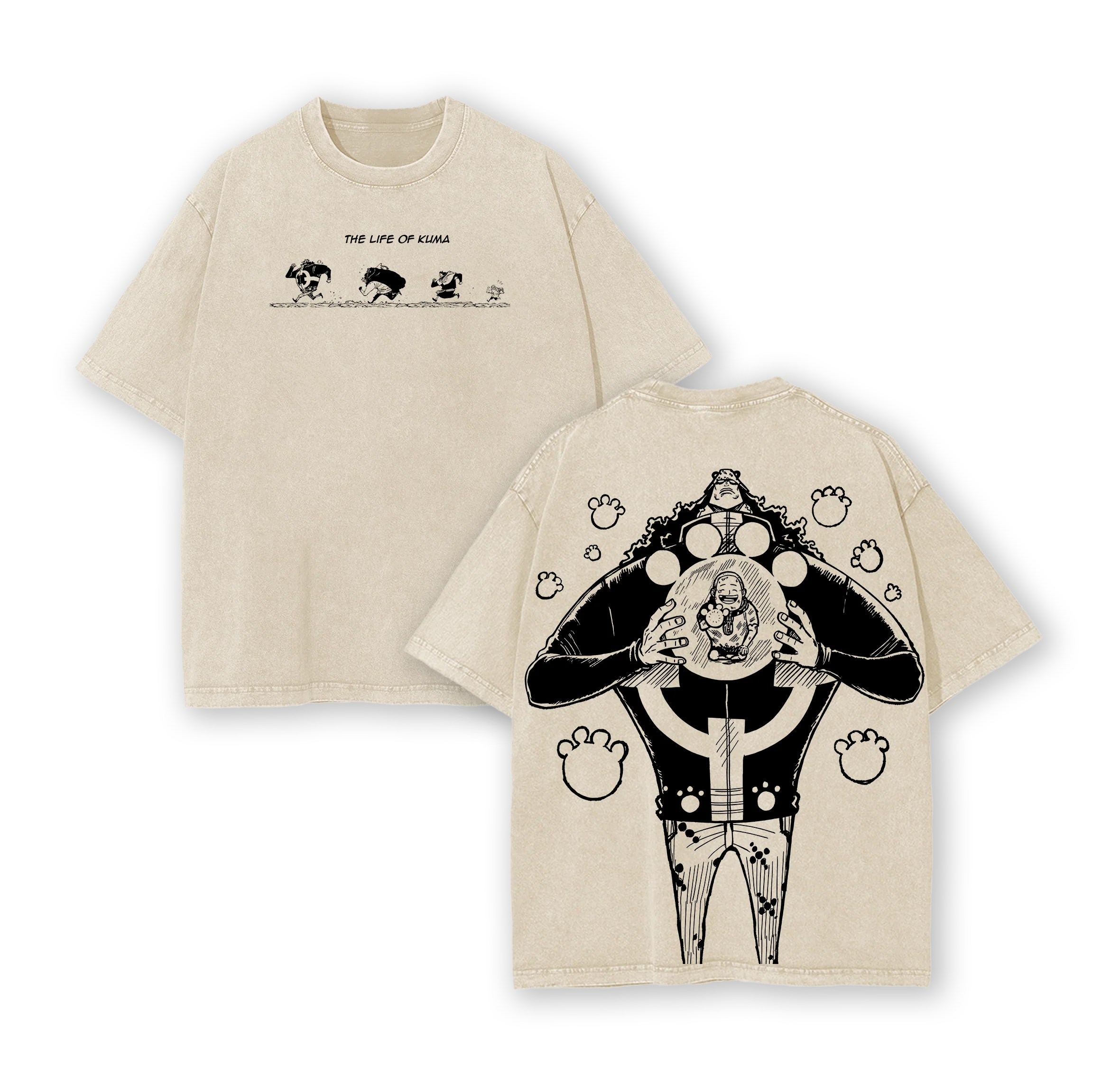 Kuma One Piece Anime Washed T-shirt/Crewneck/Hoodie