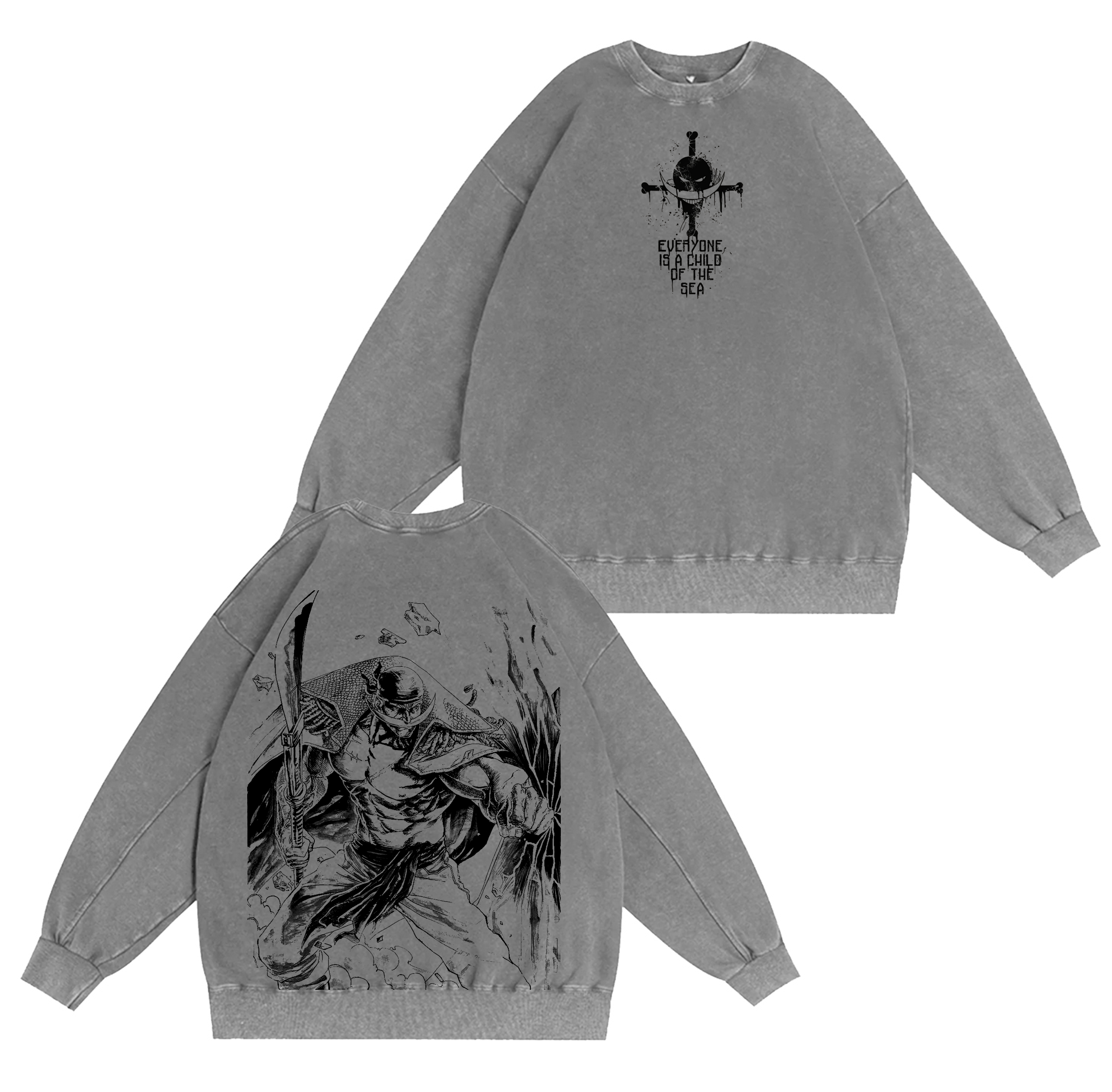 One Piece Barbe Blanche  Anime Washed T-shirt/Crewneck/Hoodie