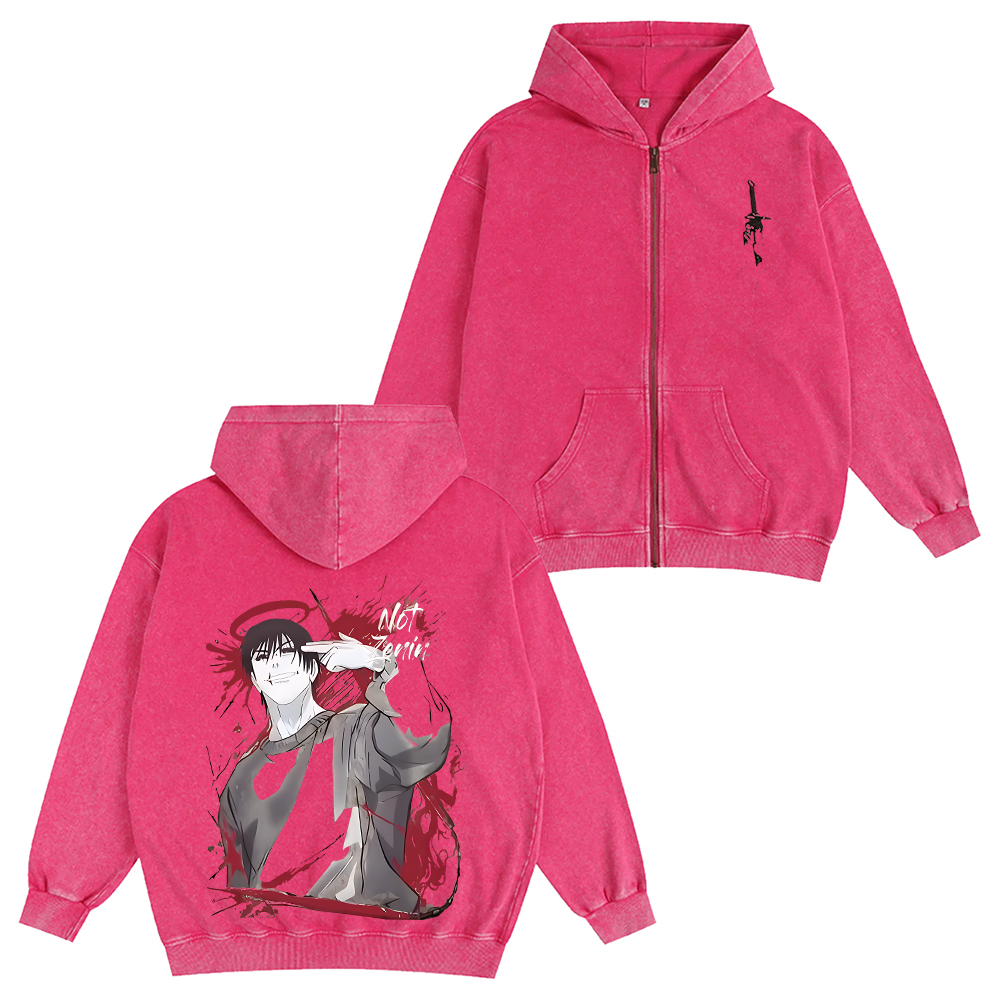 Jujutsu Kaisen Anime Unisex Washed Zip Up Hoodie