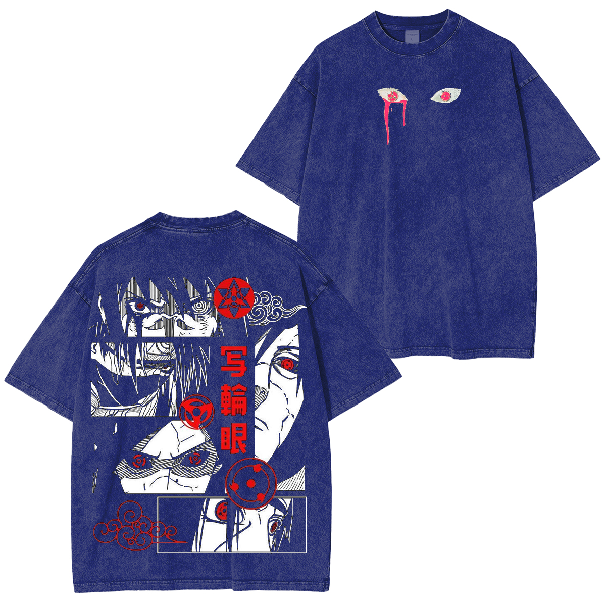 Limited Itachi Uchiha Sasuke & Naruto Anime Unisex Washed T-Shirt