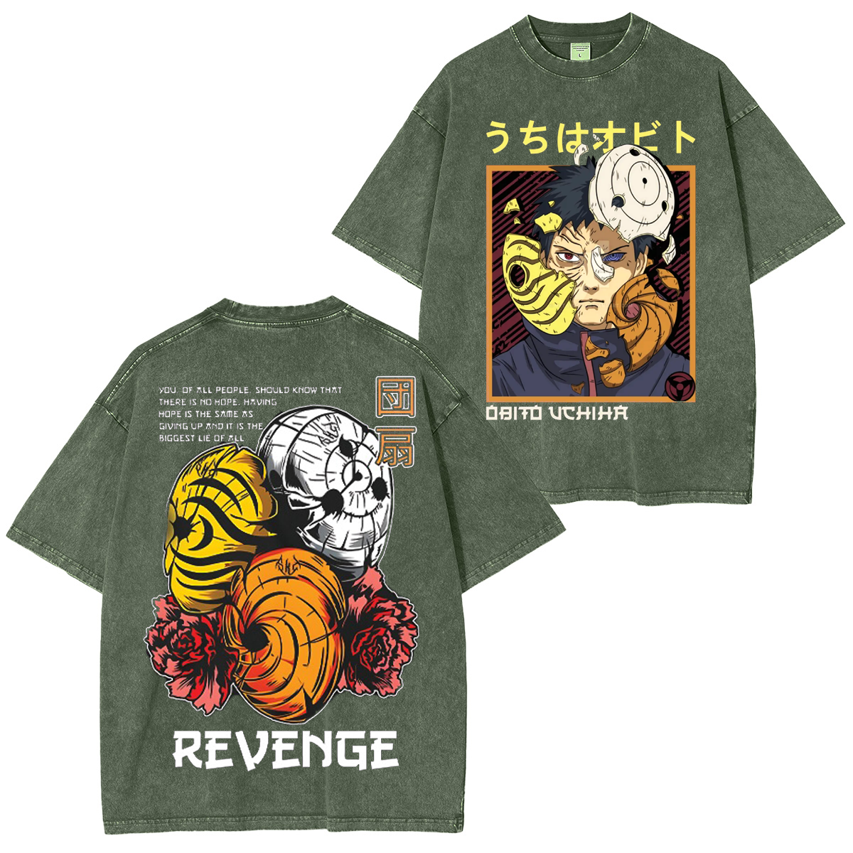 Retro Limited Anime Naruto Uchiha Obito Unisex Washed T-Shirt