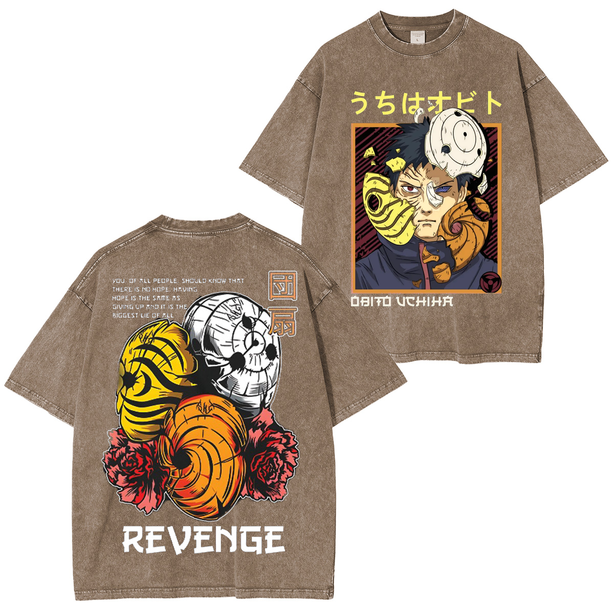 Retro Limited Anime Naruto Uchiha Obito Unisex Washed T-Shirt