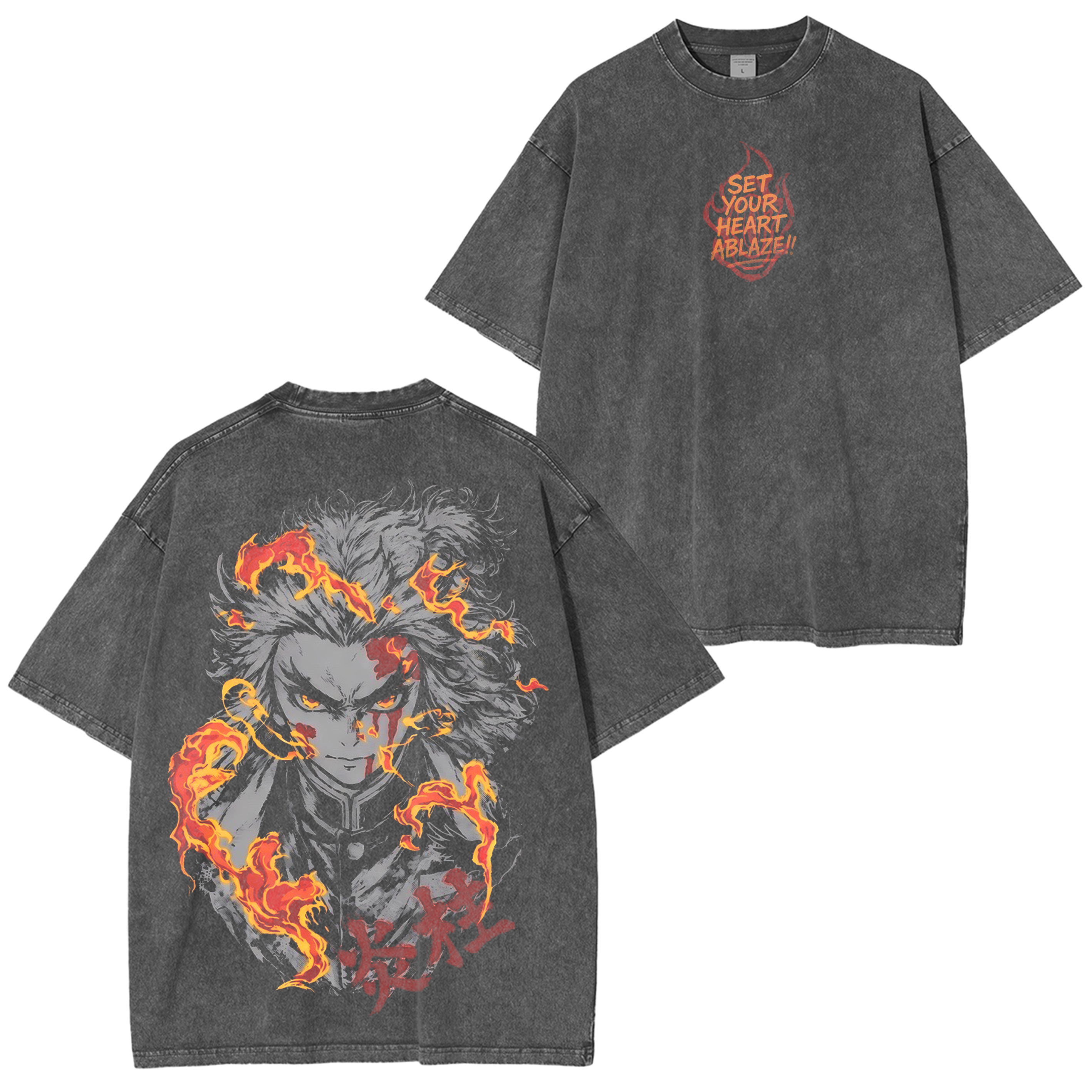 Rengoku,Demon Slayer Anime Washed T-shirt/Crewneck/Hoodie