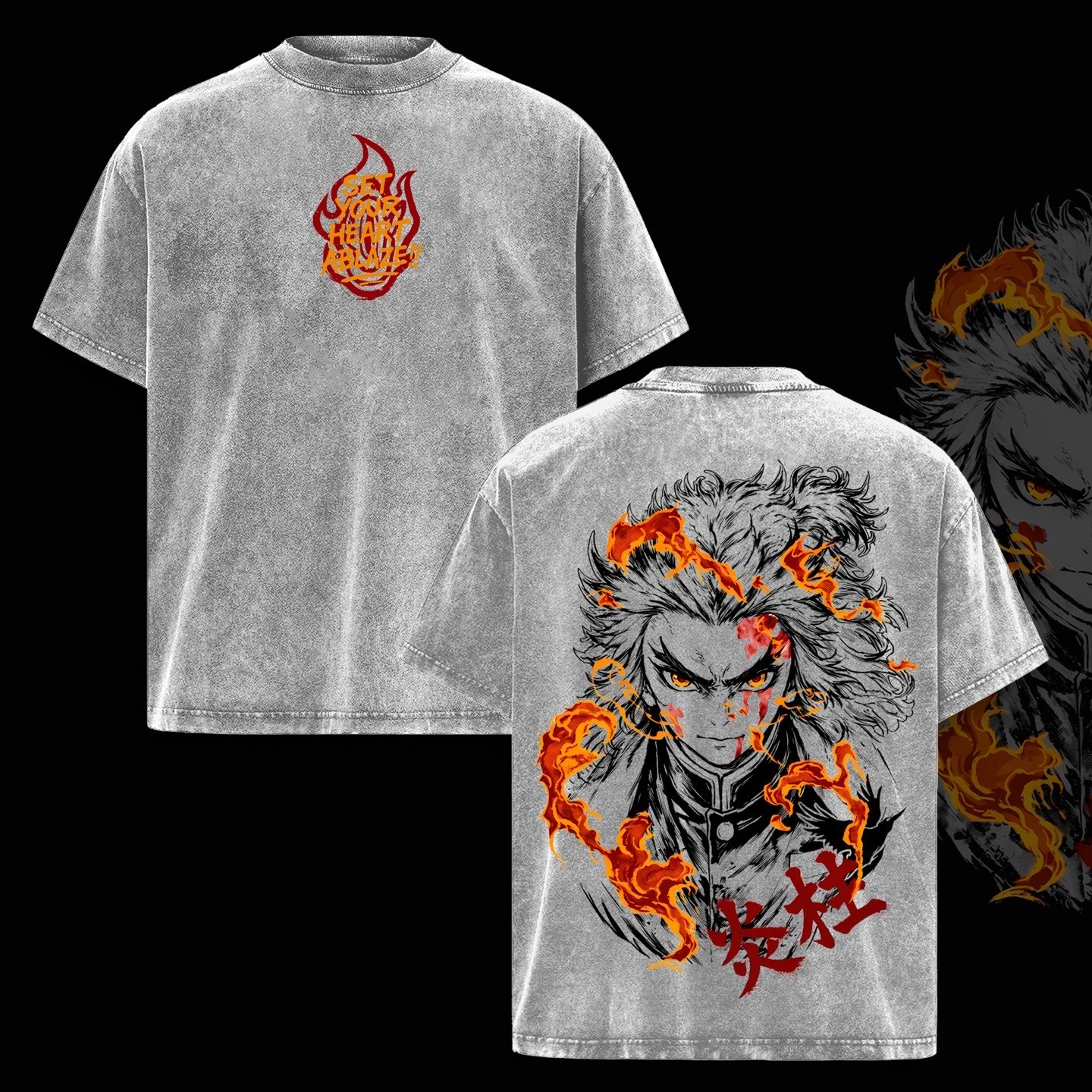 Rengoku,Demon Slayer Anime Washed T-shirt/Crewneck/Hoodie