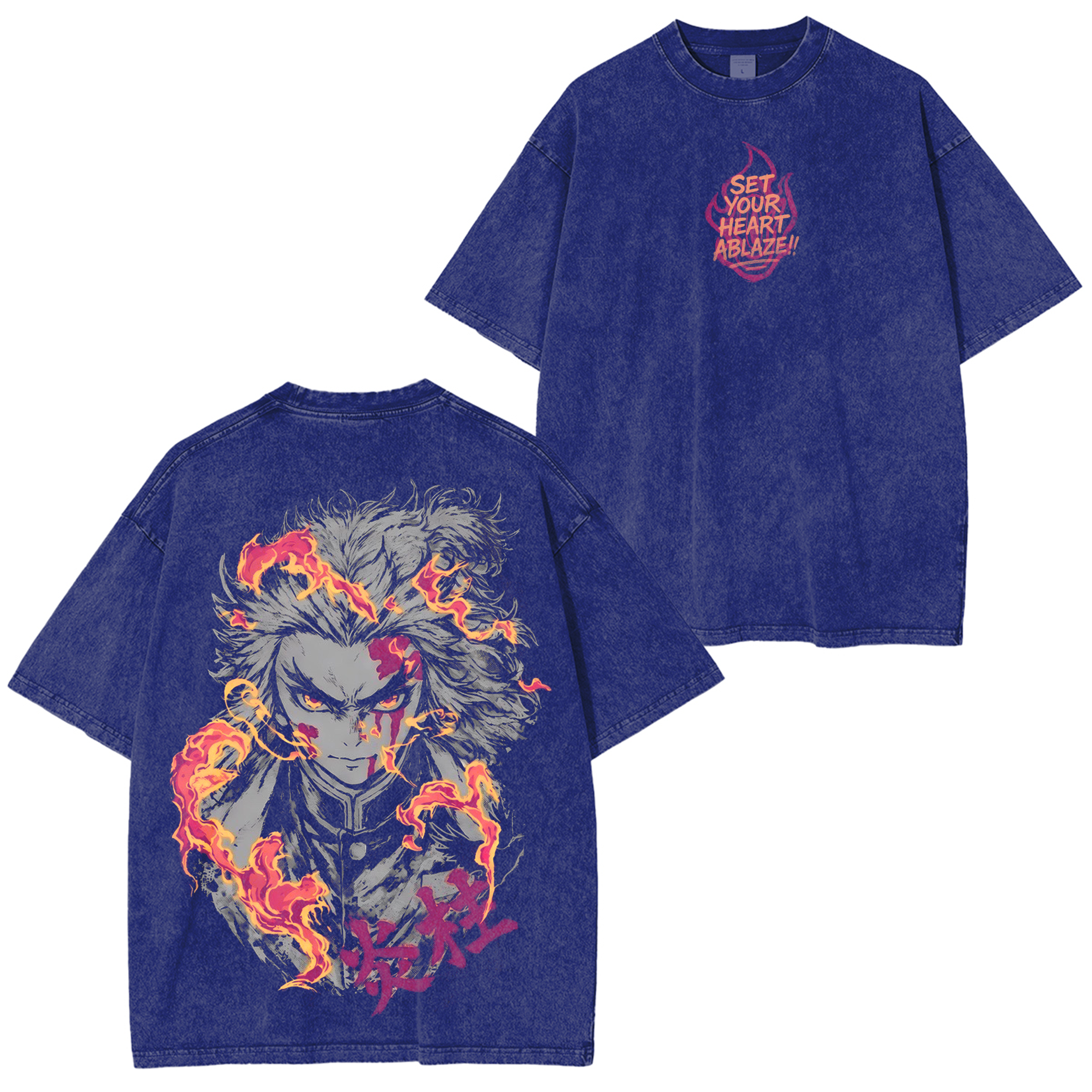 Rengoku,Demon Slayer Anime Washed T-shirt/Crewneck/Hoodie