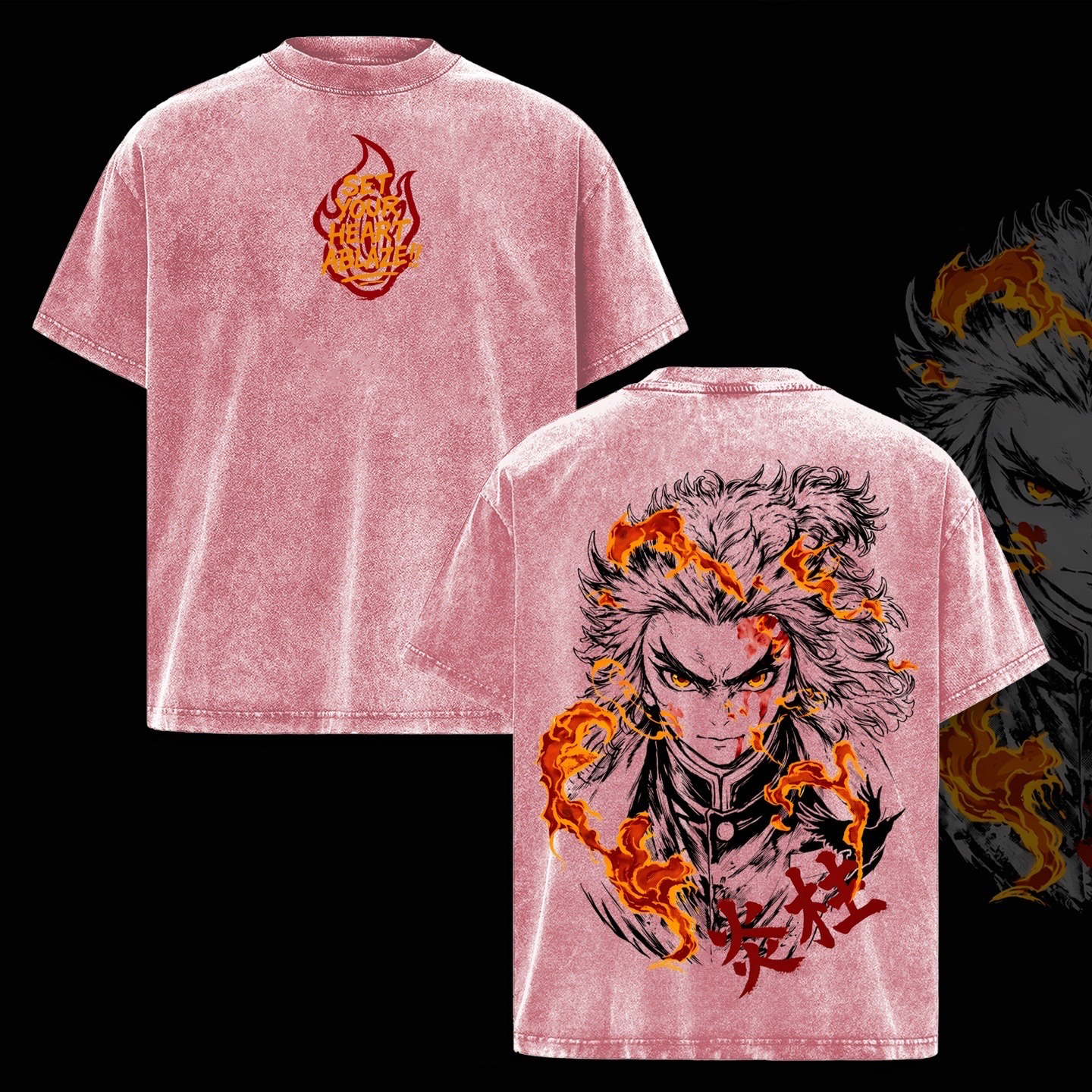 Rengoku,Demon Slayer Anime Washed T-shirt/Crewneck/Hoodie